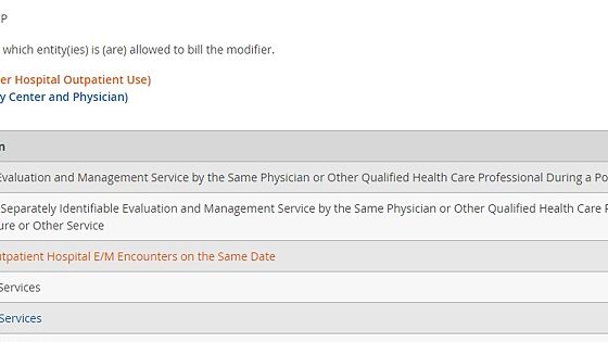 Screenshot of: The CPT Modifier tool provides quick access to detailed
    descriptions of different modifiers that are appropriate to use with a code including which
    entities are allowed to bill the modifier.
