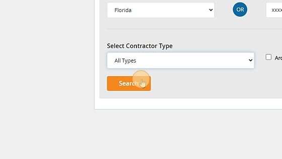 Screenshot of: Once you have entered all the information click 'Search'