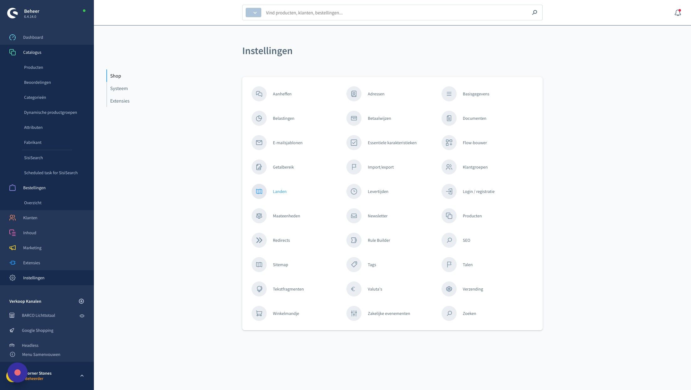 Screenshot of: Klik "Landen"