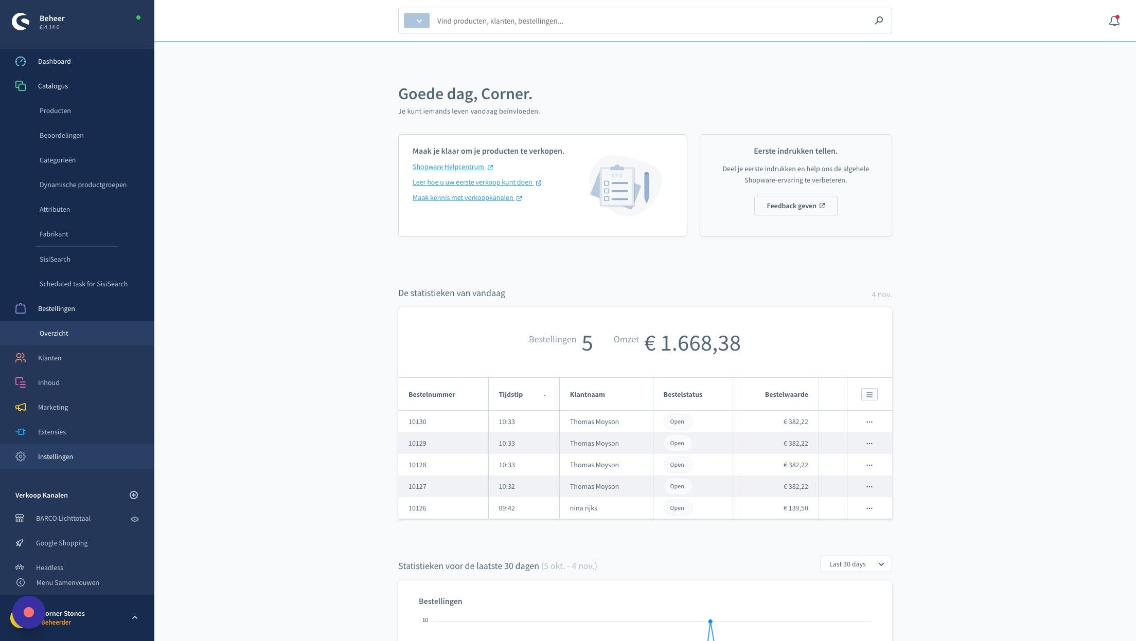 Screenshot of: Klik "Instellingen"