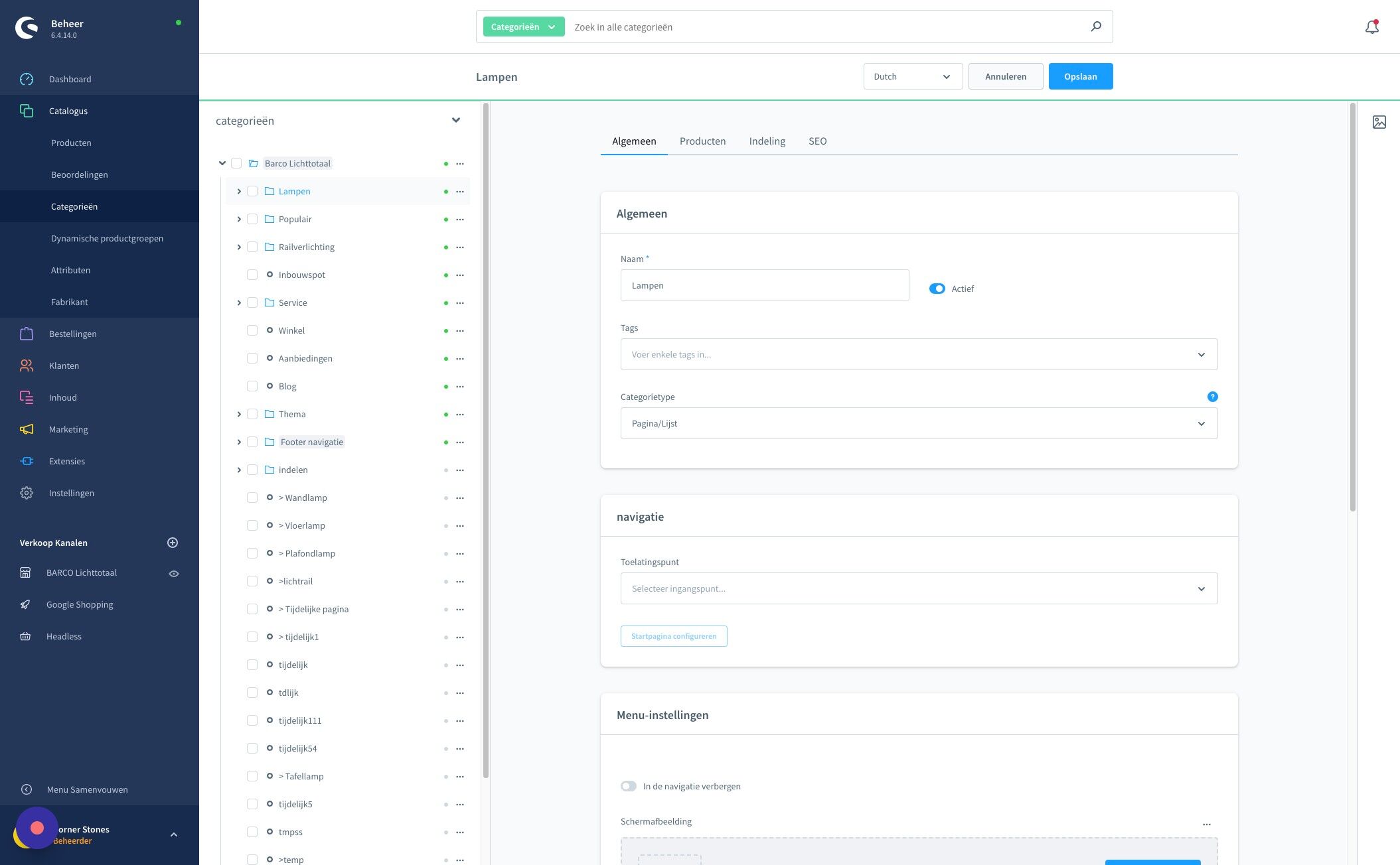 Screenshot of: Klik hier om alle categorieën te tonen