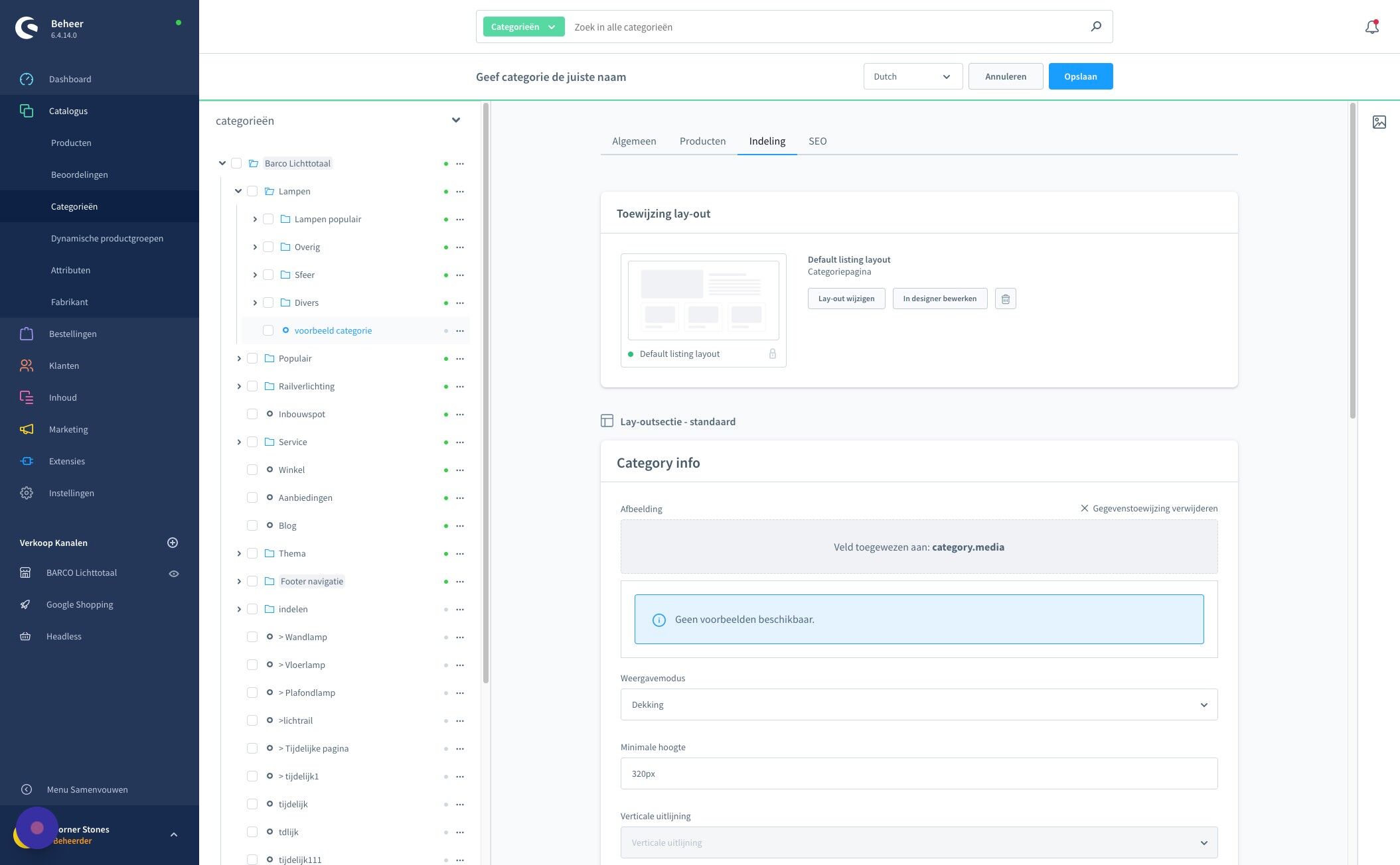 Screenshot of: Click "Producten"