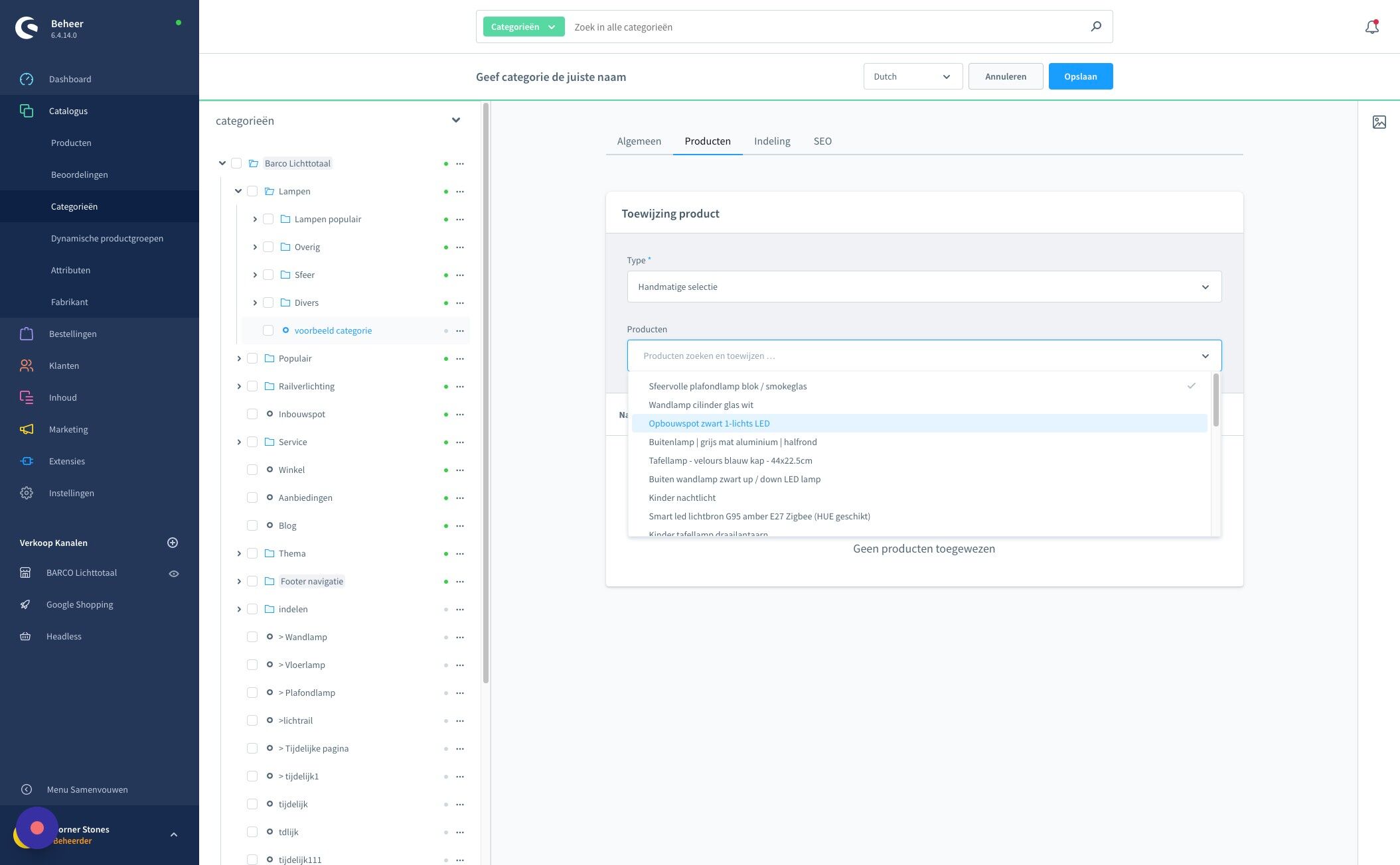 Screenshot of: Klik deze vervolgens aan, totdat je alle producten hebt toegekend