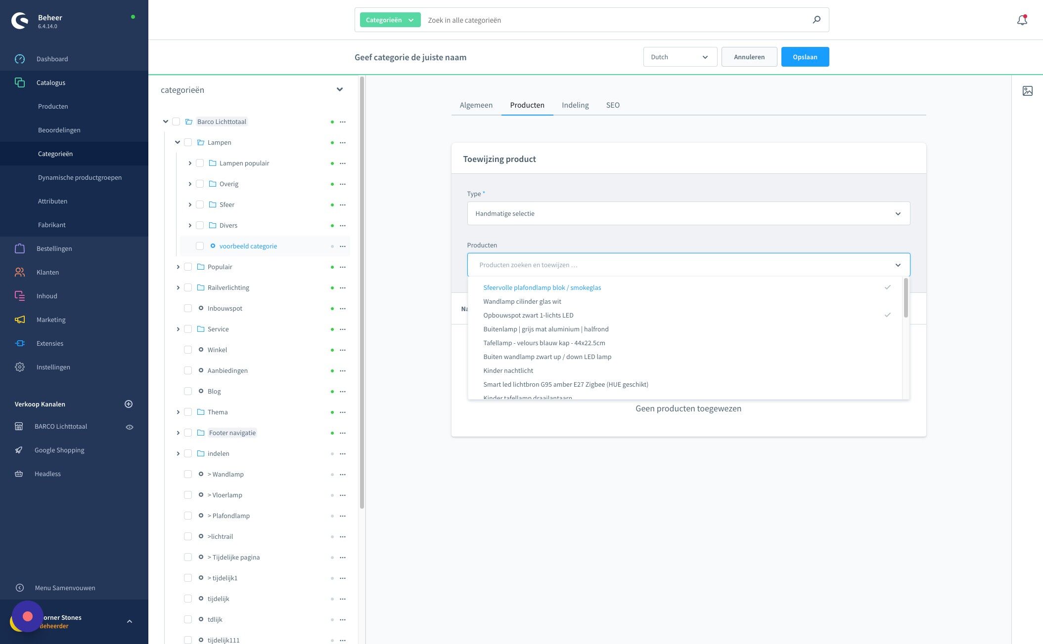 Screenshot of: Klik "Algemeen"