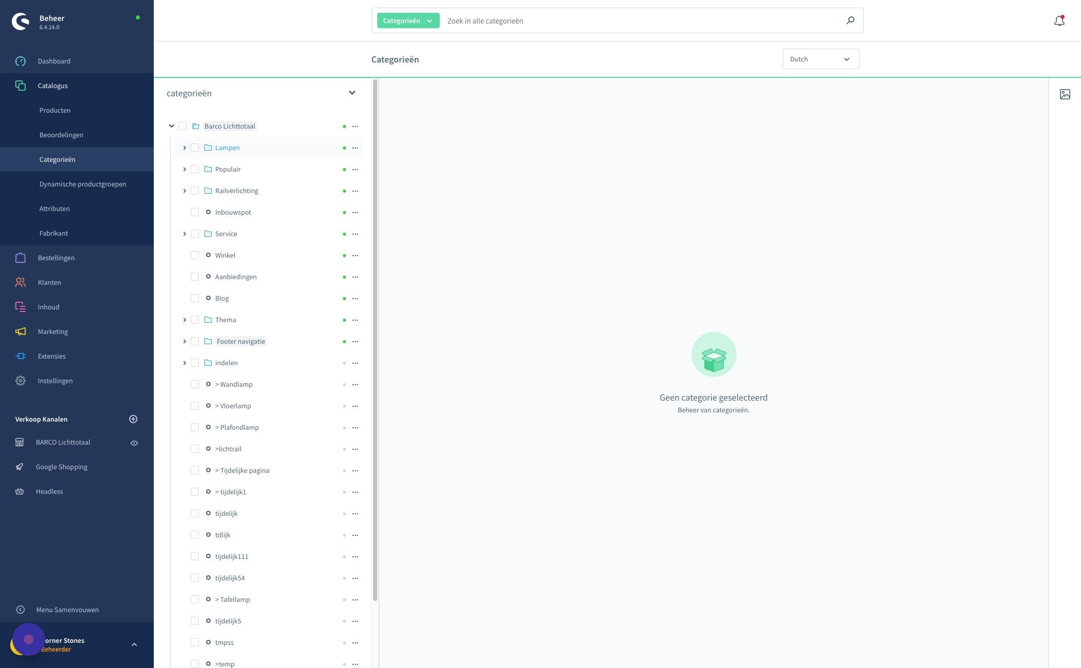 Screenshot of: Klik de categorie waar je een subcategorie wilt maken