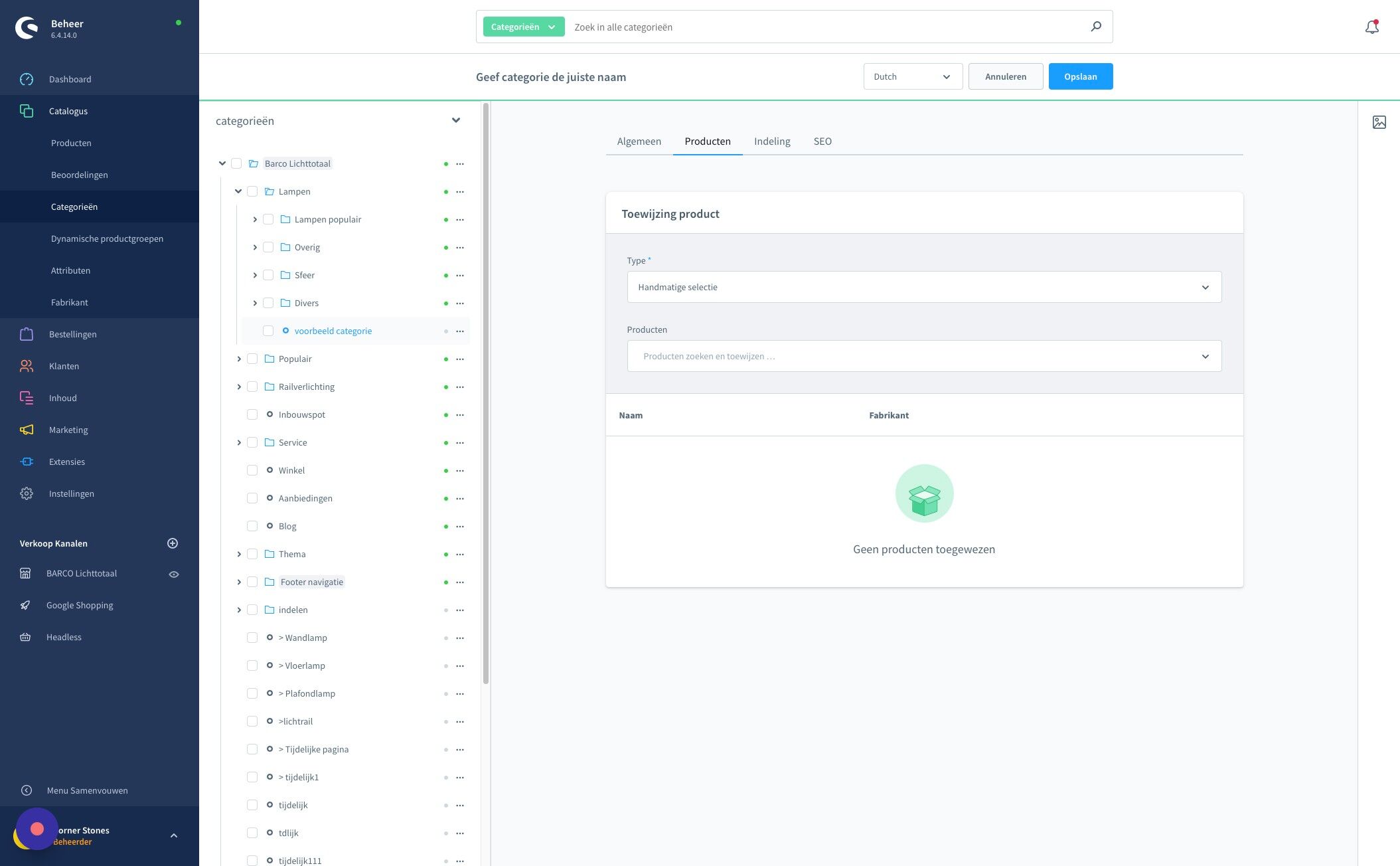 Screenshot of: Klik "Producten zoeken en toewijzen …"