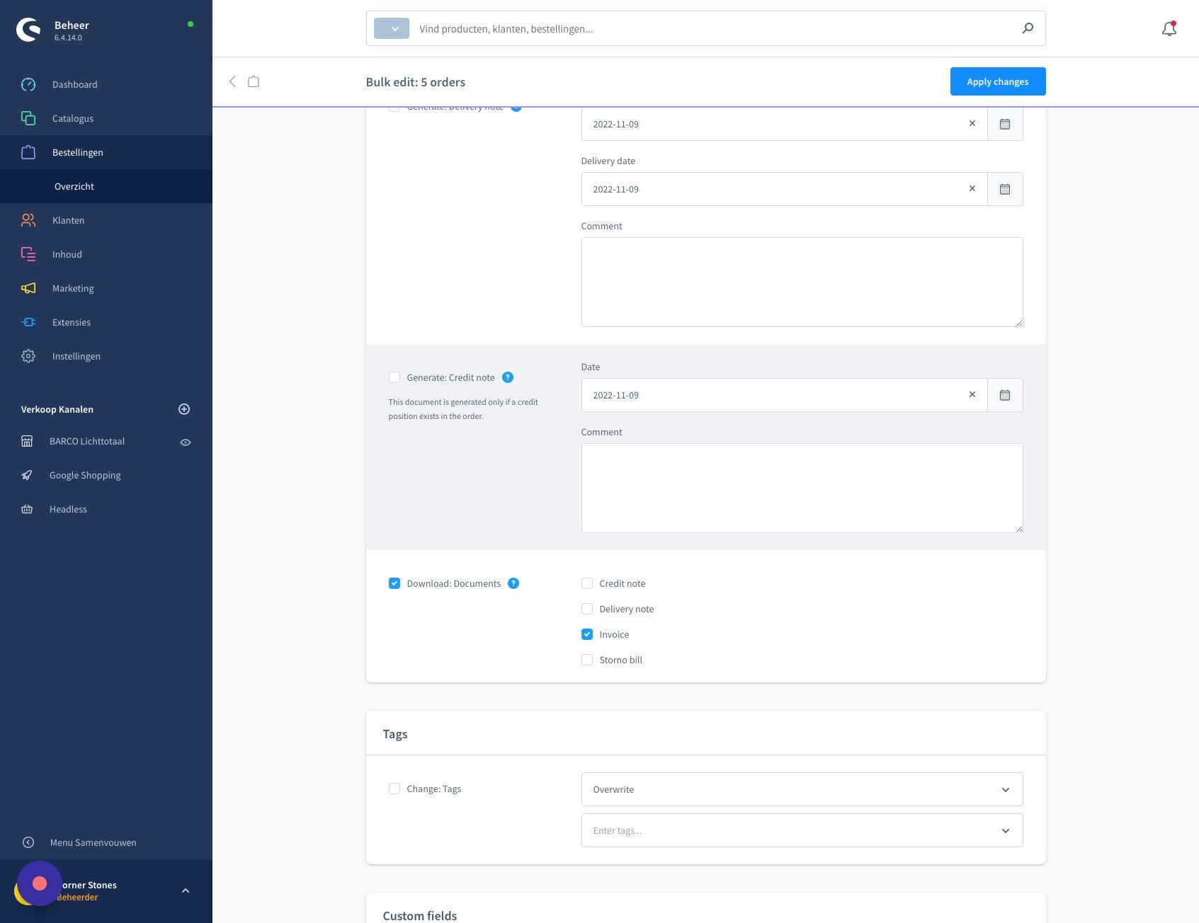 Screenshot of: Klik "Apply changes"