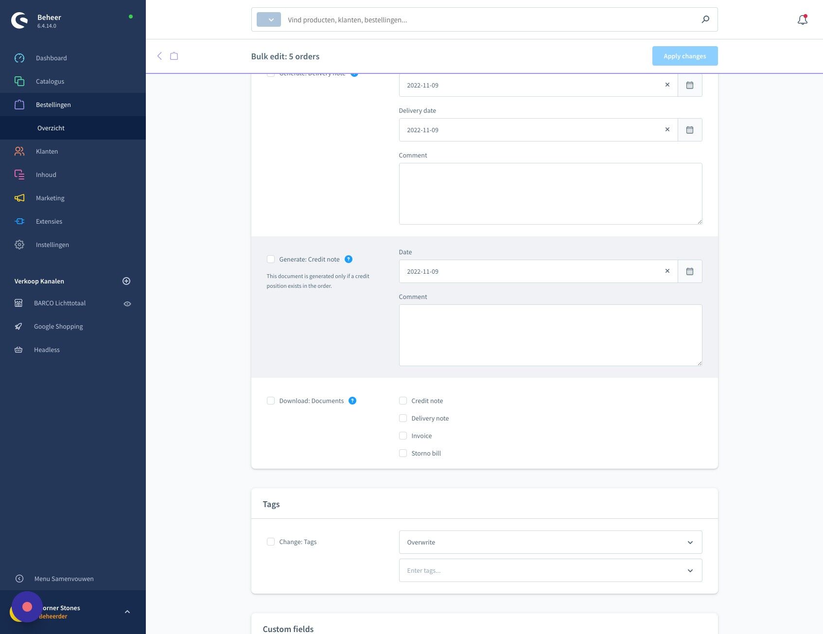 Screenshot of: Vink "Download: Documents" aan