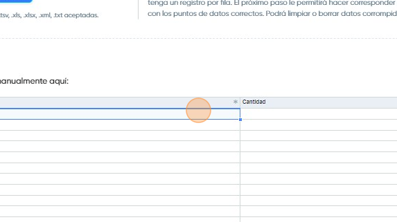 Screenshot of: Copia y pega los SKUs y las cantidades que componen la orden