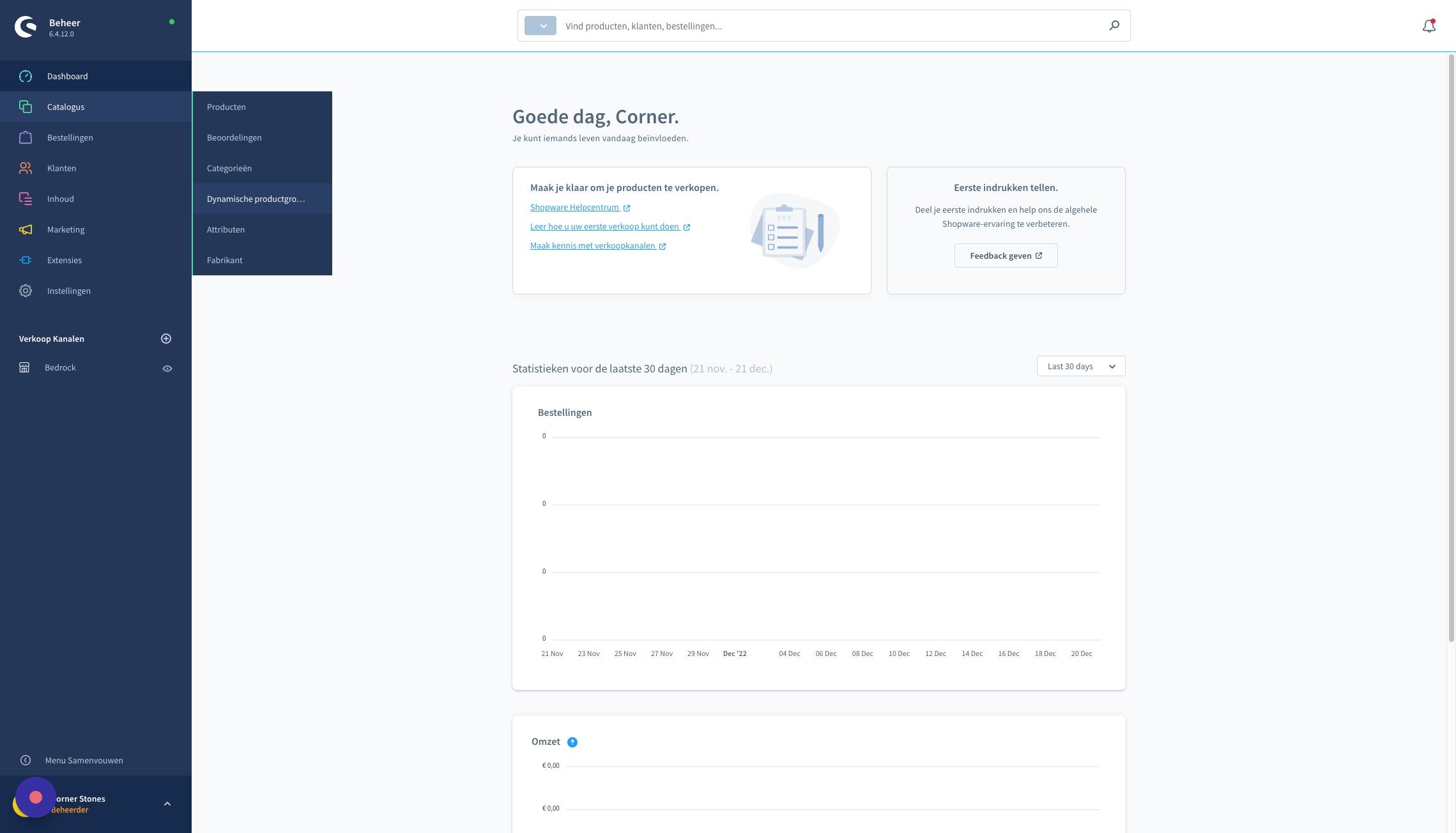 Screenshot of: Klik onder catalogus op "Dynamische productgroepen"