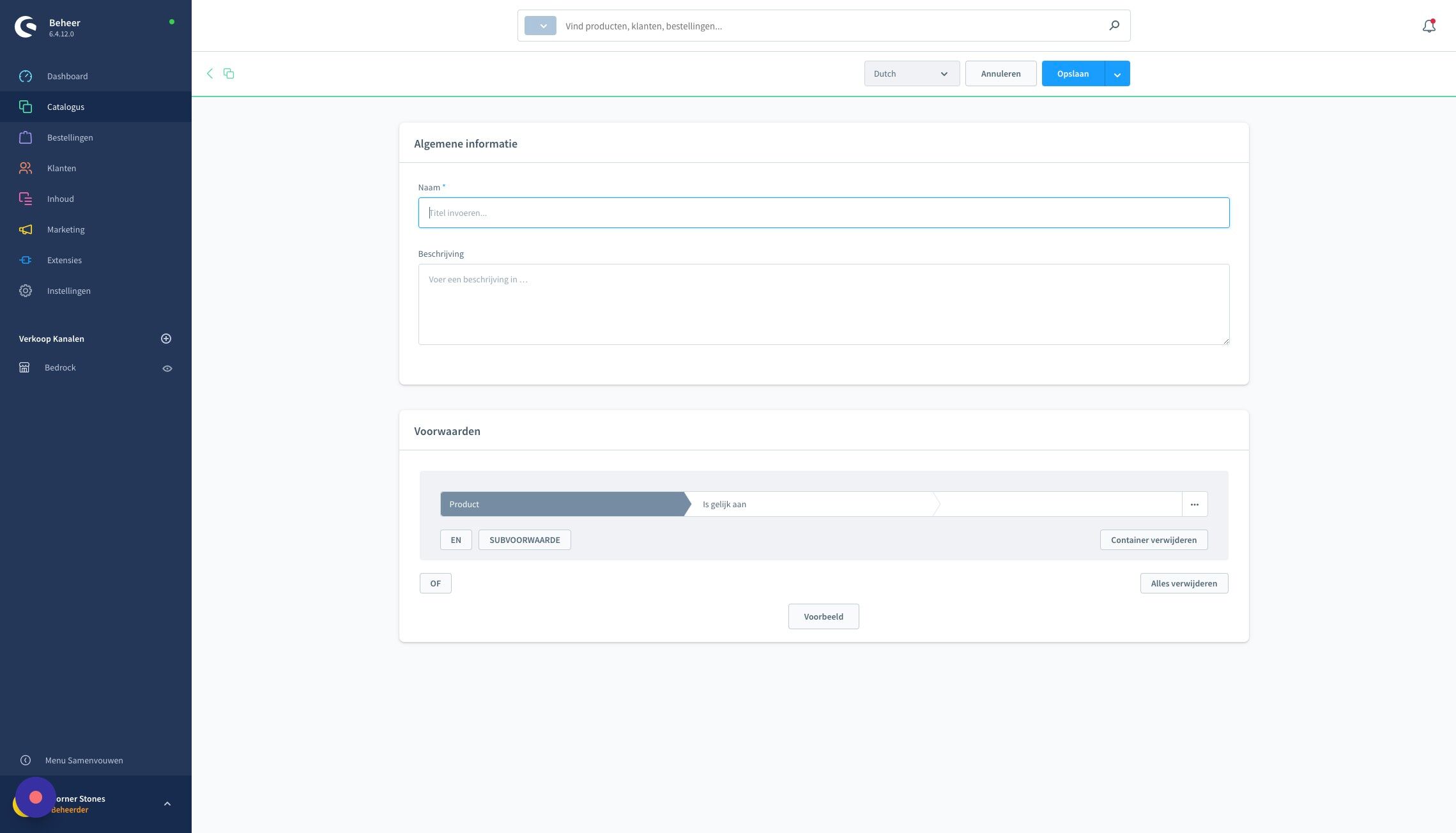 Screenshot of: Klik het veld "Naam"