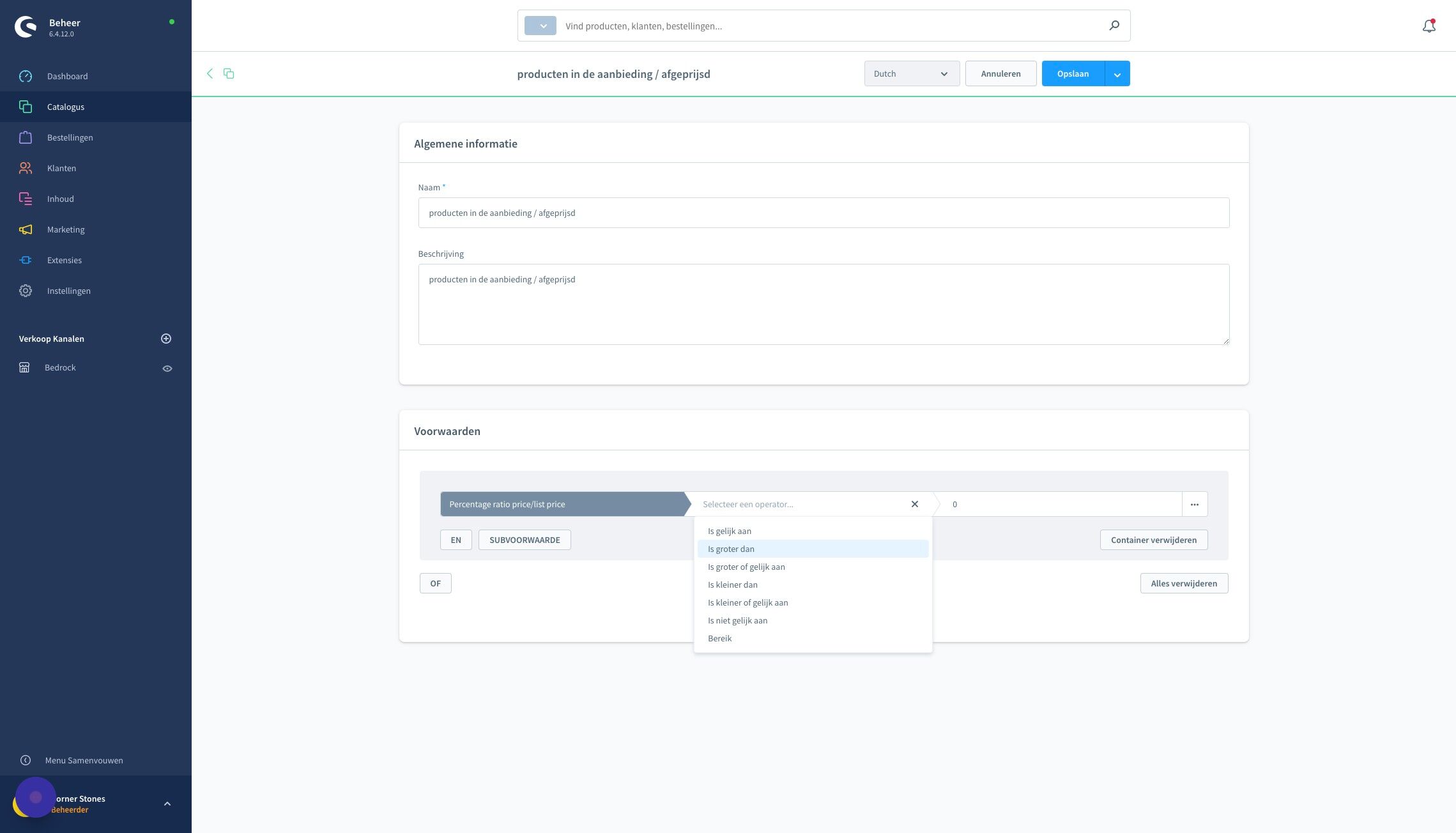 Screenshot of: Selecteer nu "Is groter dan"