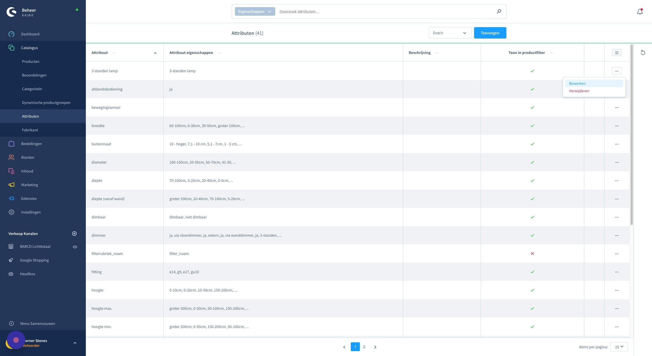 Screenshot of: Klik "Bewerken"