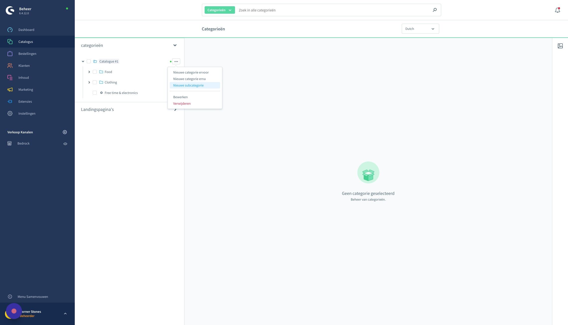 Screenshot of: Klik "Nieuwe subcategorie"