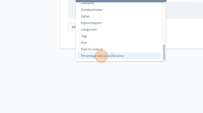 Screenshot of: Selecteer "Percentage ratio price/list price"
