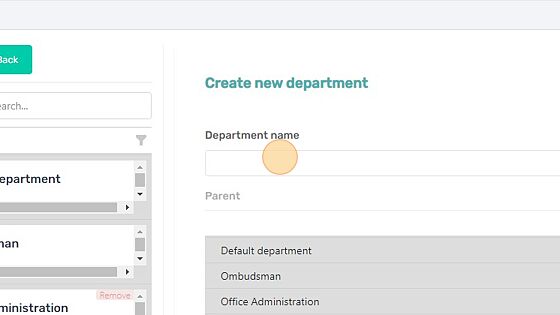 Screenshot of: Fill in the Department name