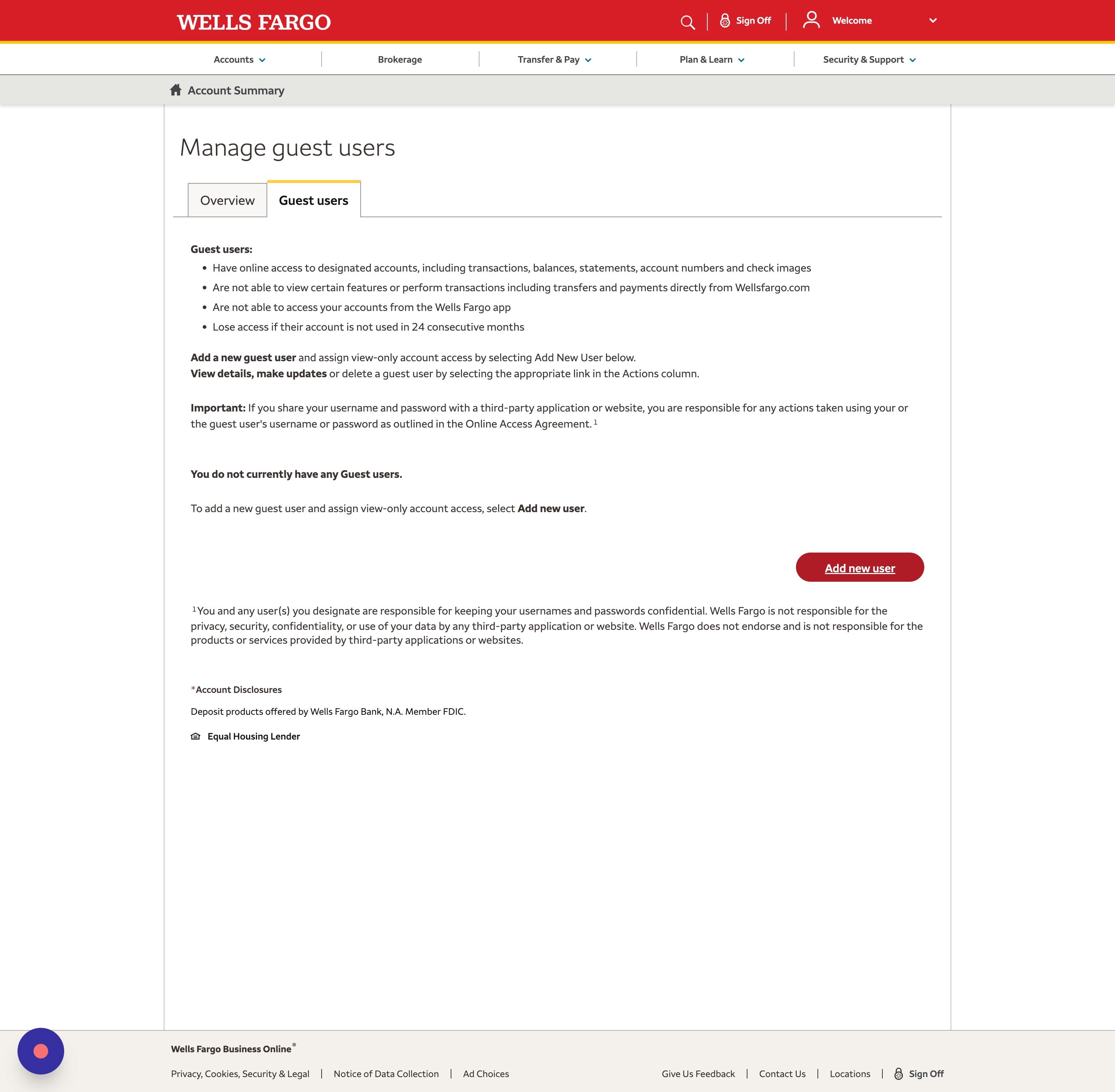 Add New Wells Fargo User | Accountingprose