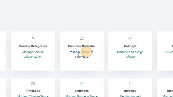 Screenshot of: Click Business calendar