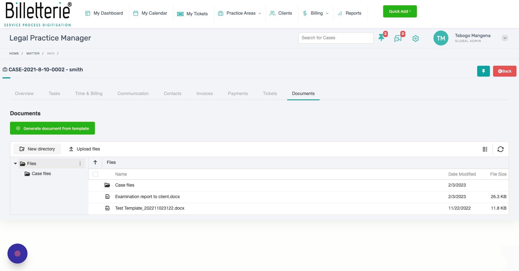 How to create a document directory - Billetterie