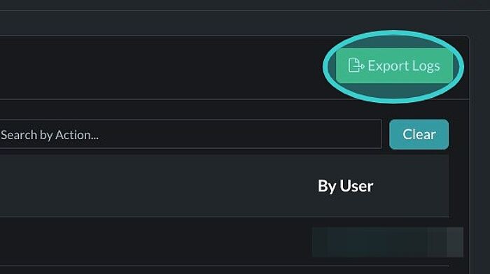 Screenshot of: Click "Export Logs"