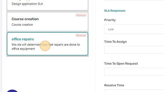 Screenshot of: Select the SLA you want deleted
