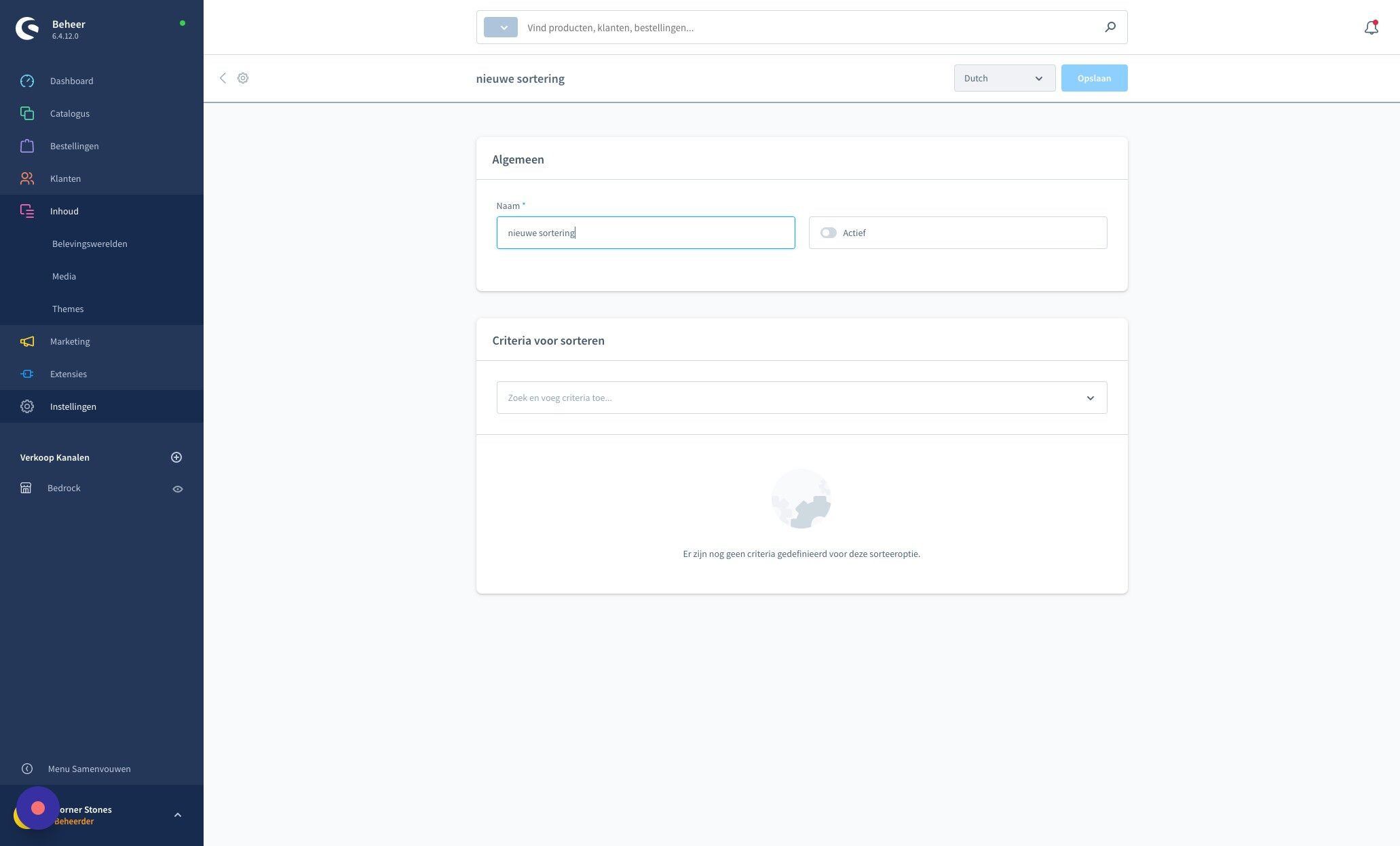 Screenshot of: Zet de sortering actief