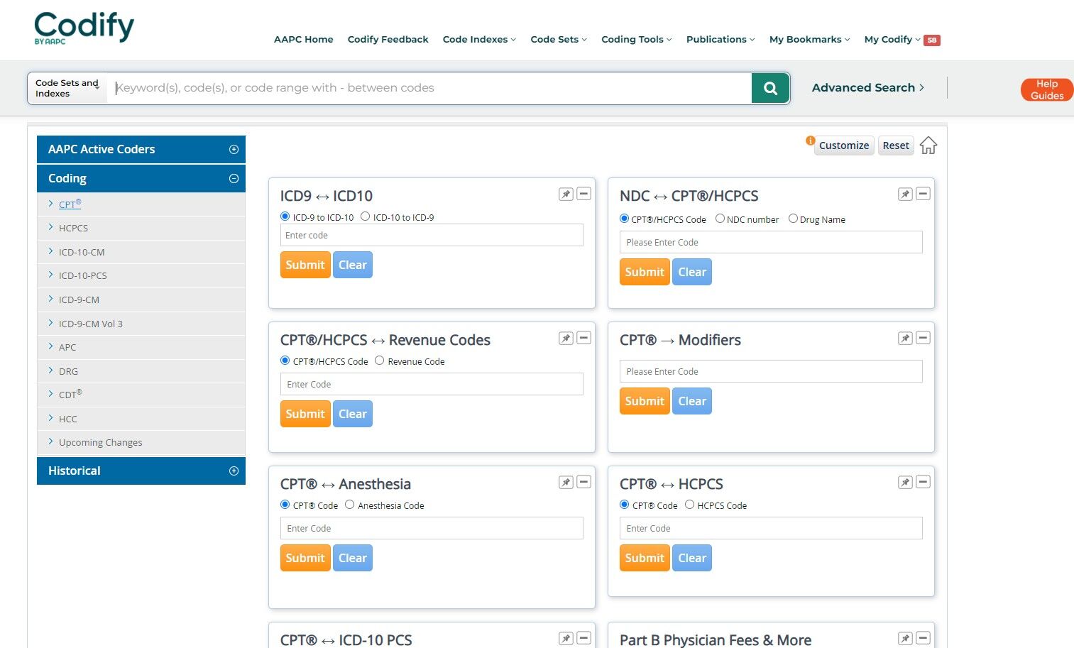 Screenshot of: Learn how to search code changes, including past changes, changes for the current year, and upcoming code changes