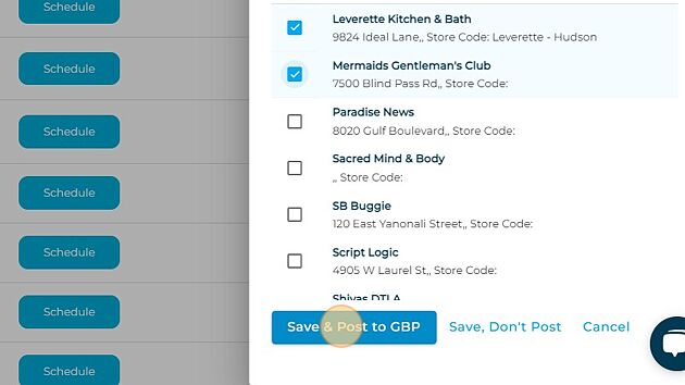 Screenshot of: Click "Save & Post to GBP"