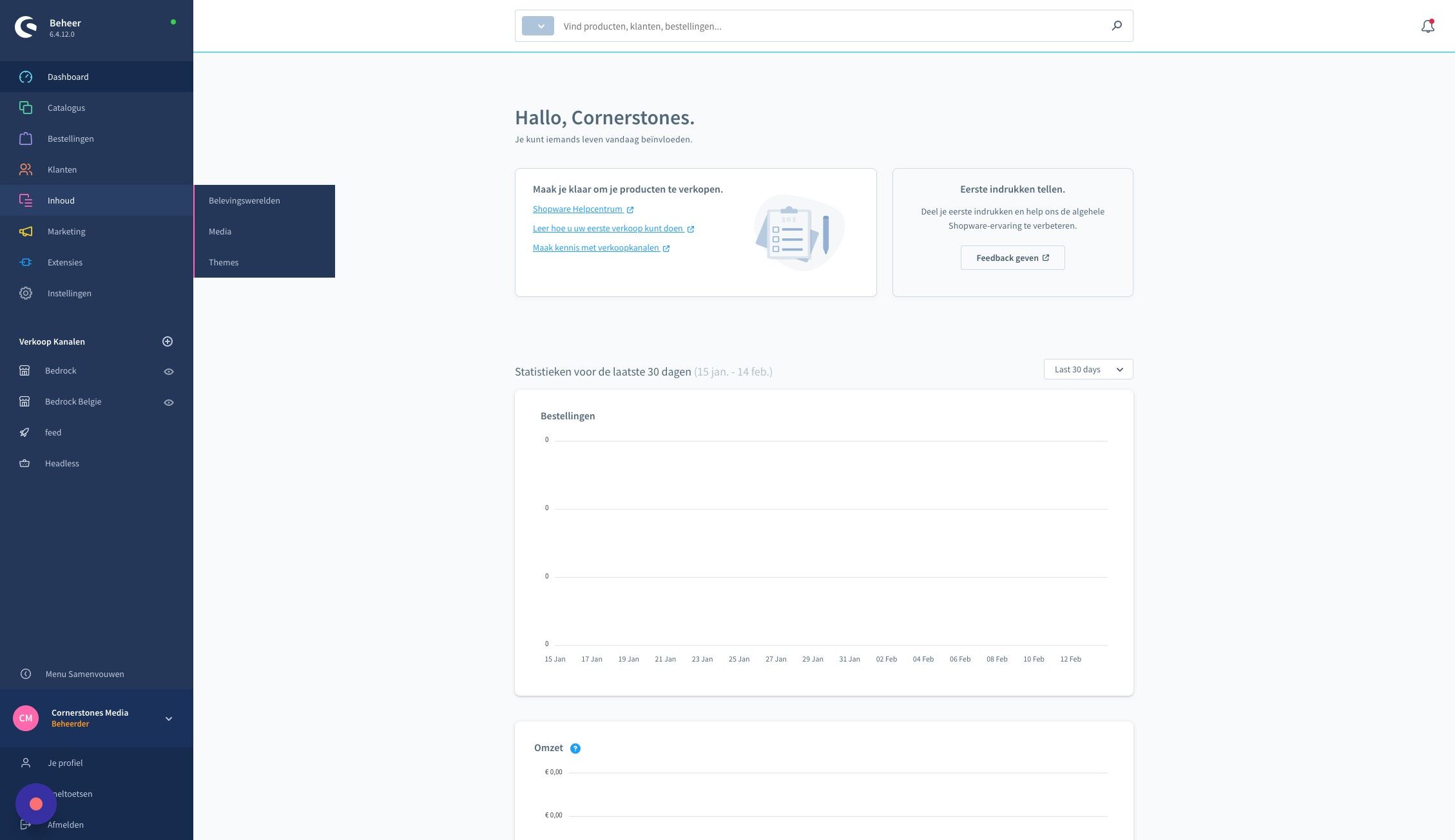 Screenshot of: Klik "Inhoud"