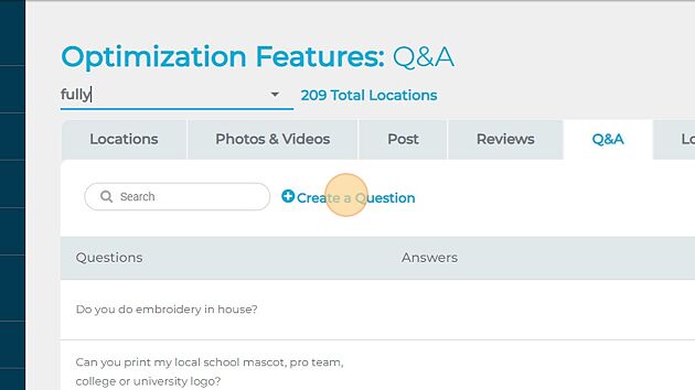 Screenshot of: Click "Create a Question"