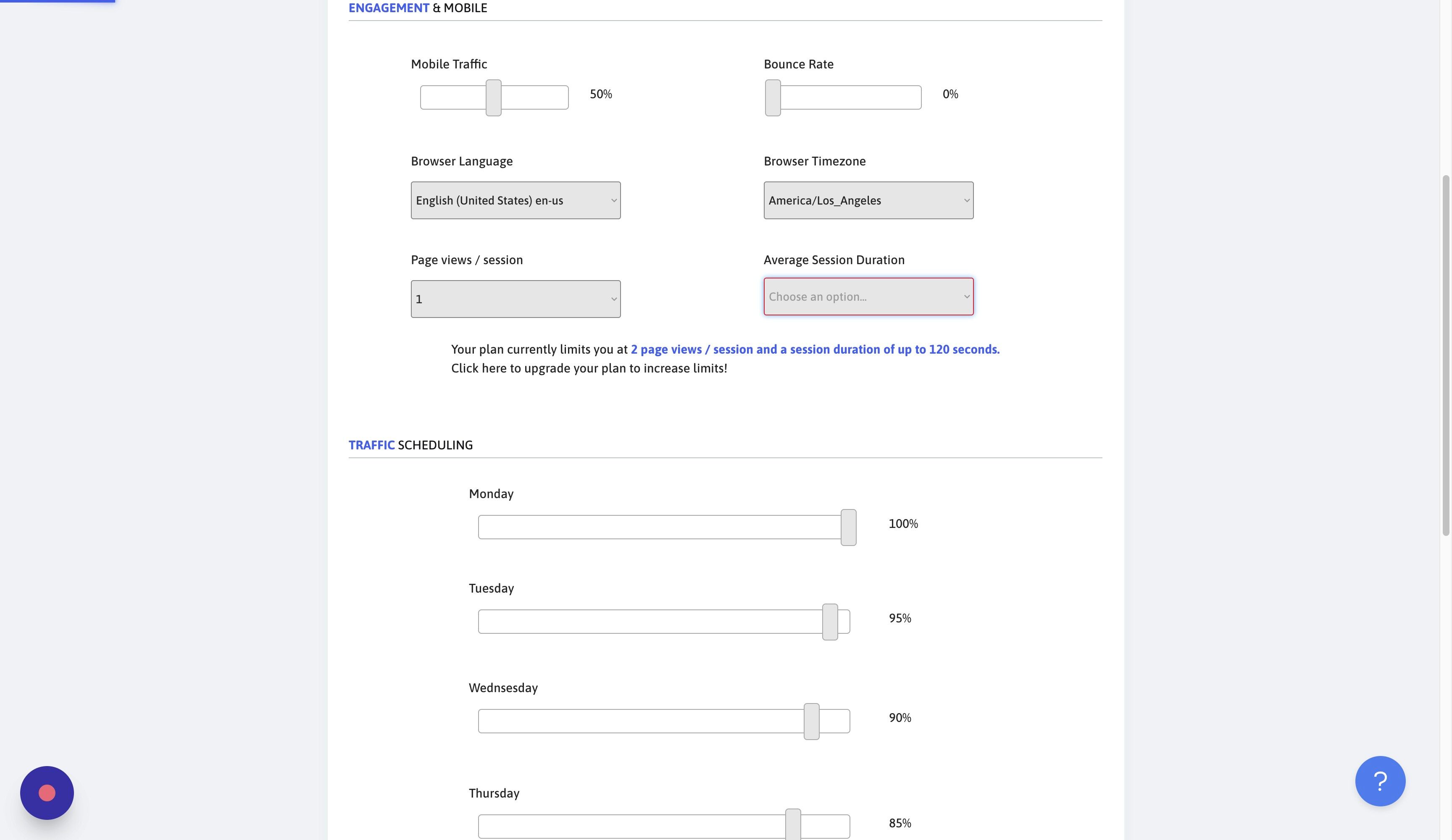 Screenshot of: By default, we stay on a Youtube page for between 4 and 6 minutes. What you select here is on top of that.