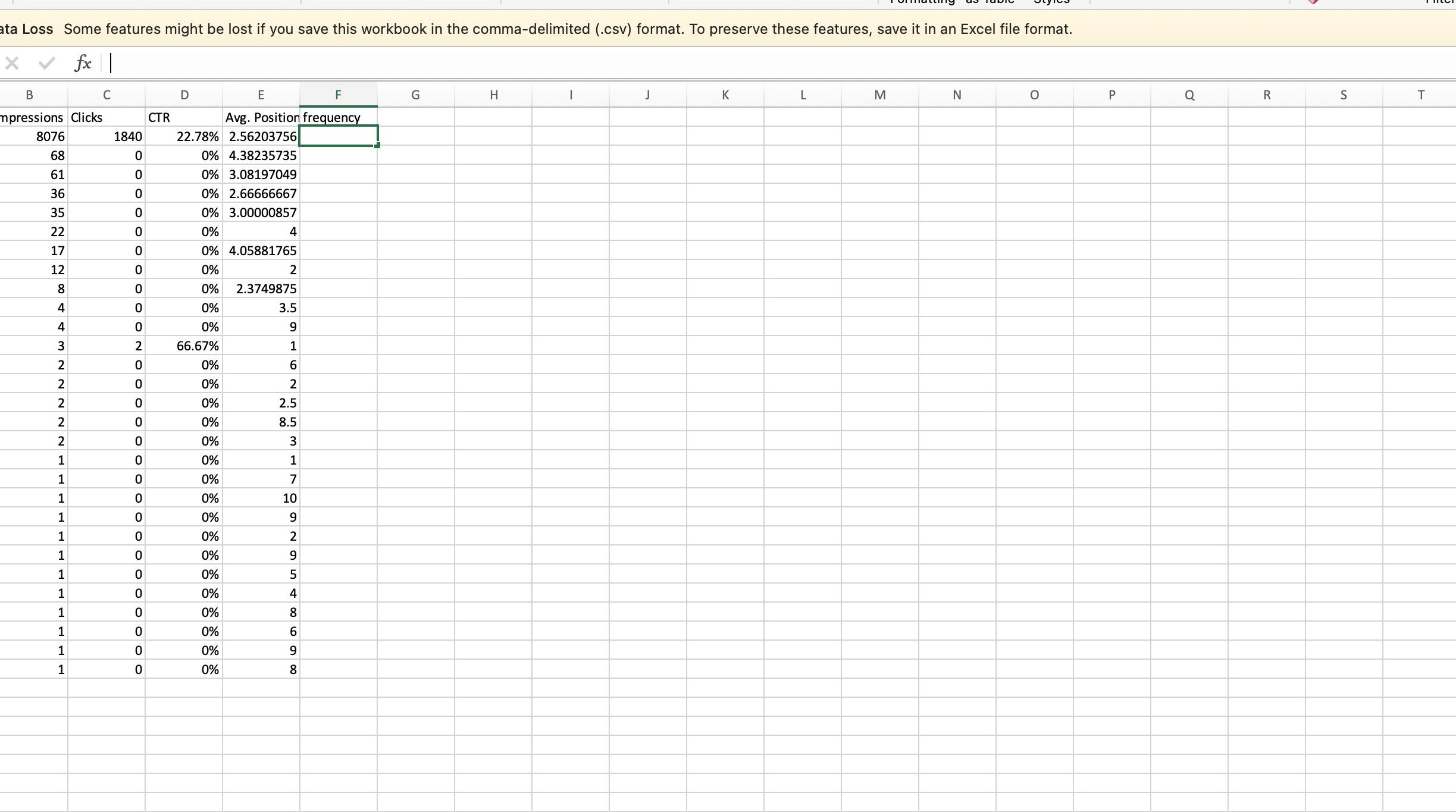 Screenshot of: Click the Formula Bar. Paste this into F2: =CEILING(C2/90*0.3, 1)