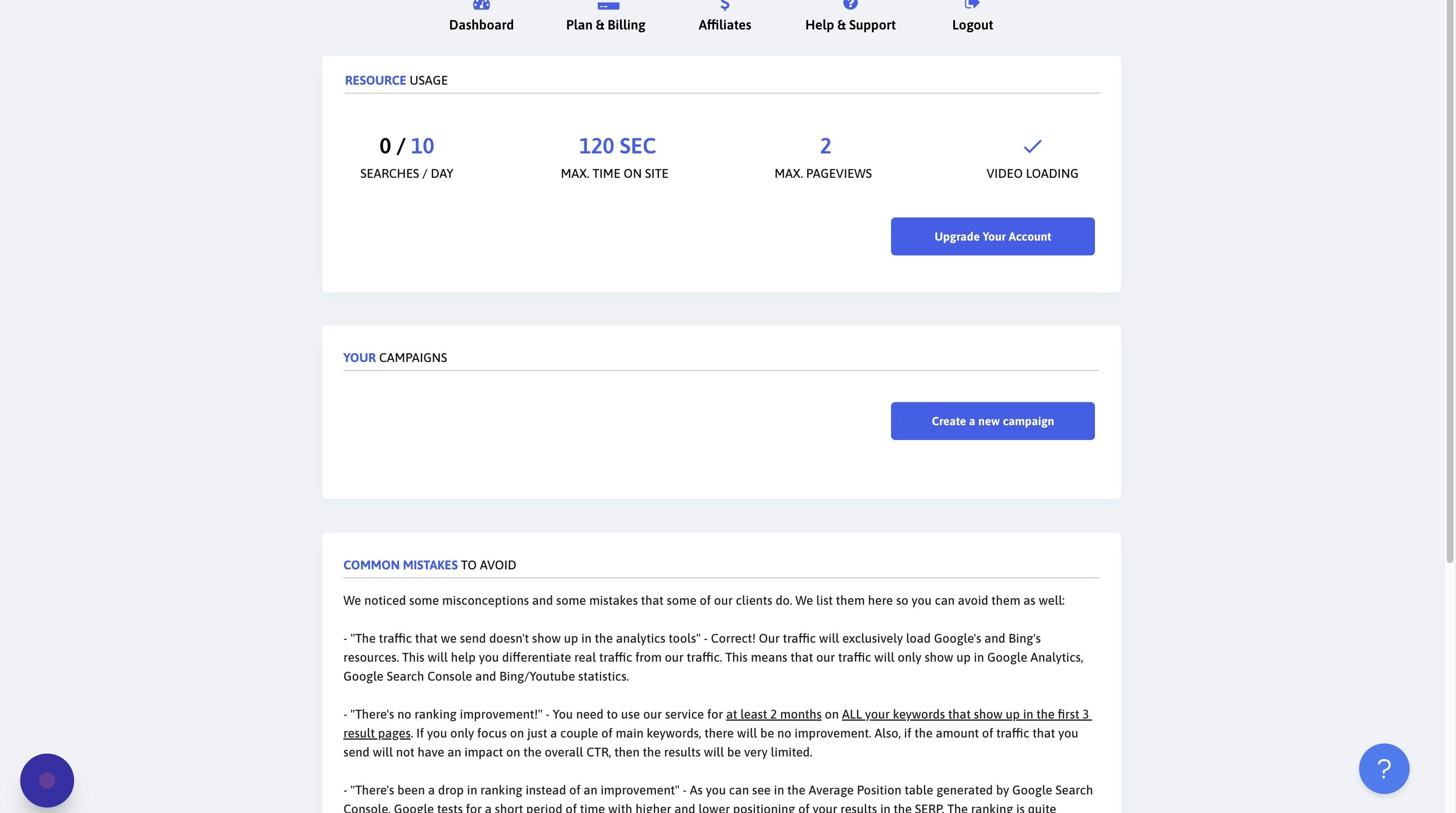 Screenshot of: Click "Create a new campaign"