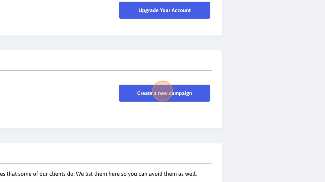 Screenshot of: Click "Create a new campaign"