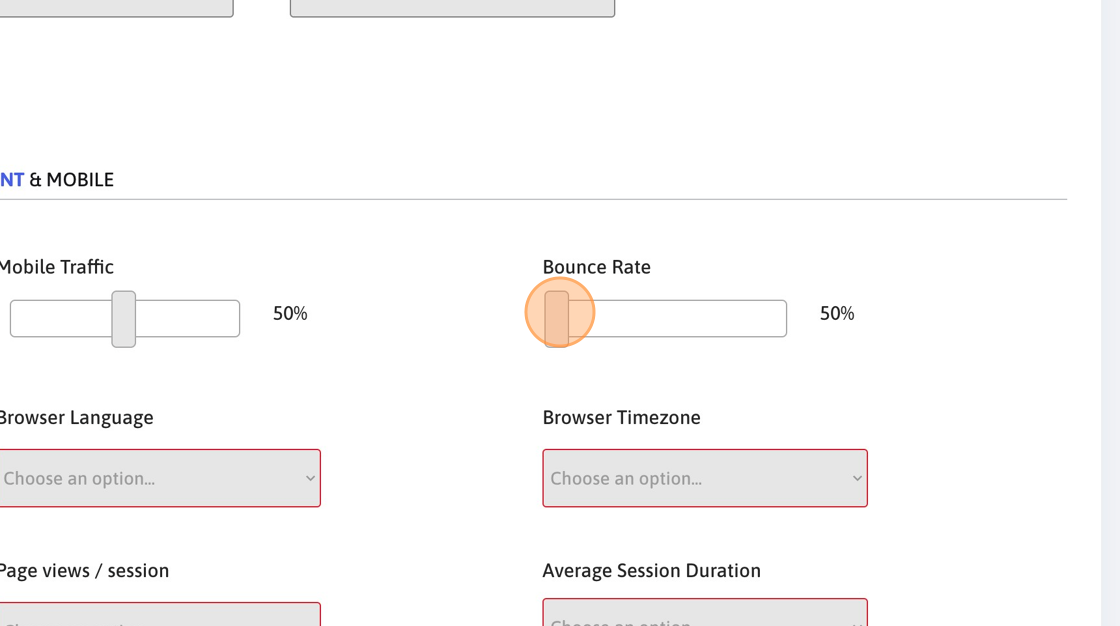 Screenshot of: We suggest using a lower bounce rate, between 5% and 20%.