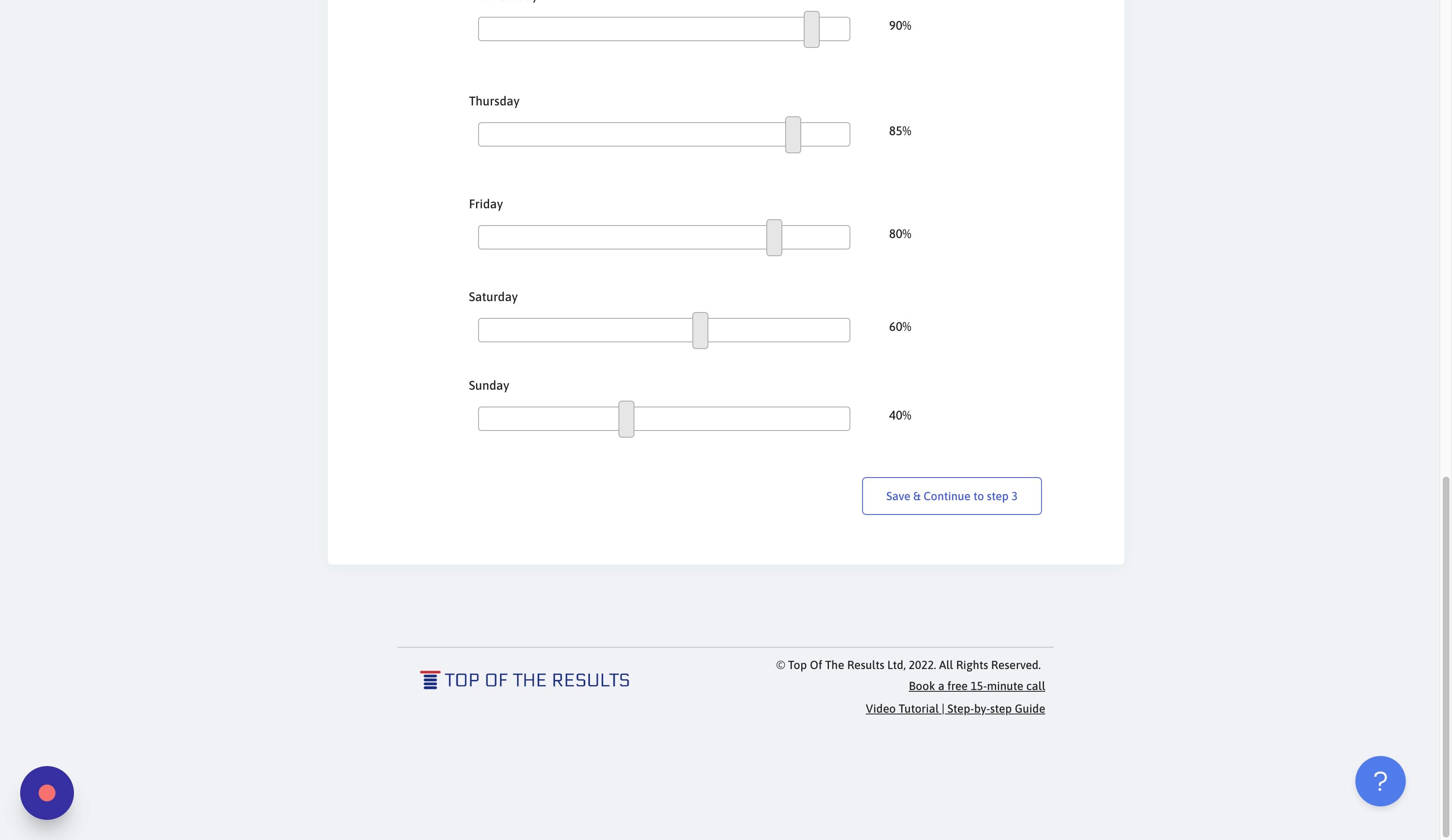 Screenshot of: Click "Save & Continue to step 3"