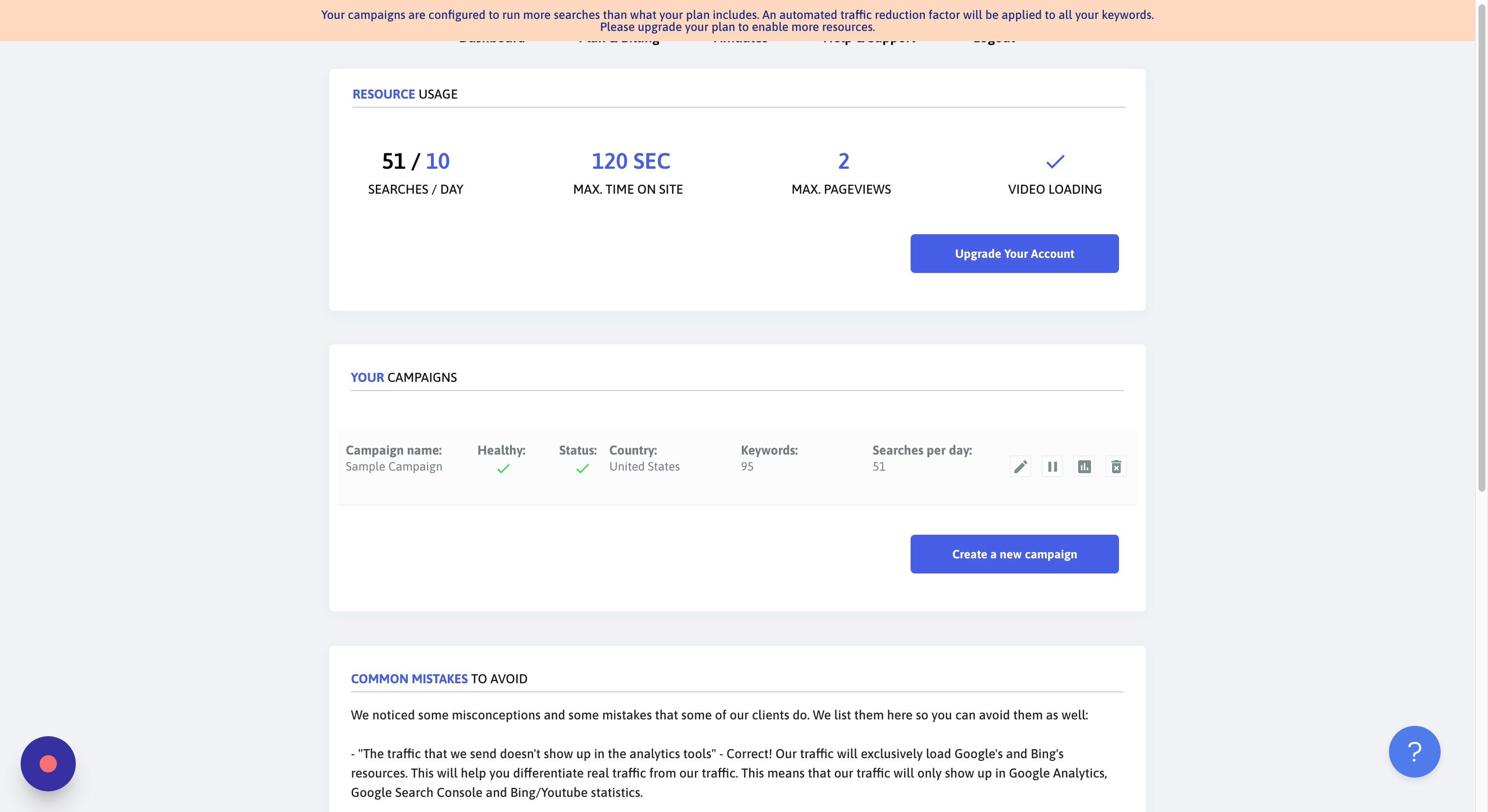 Screenshot of: Make sure that your campaign is healthy and active. If it's not healthy, review all the fields to make sure they're all filled in.