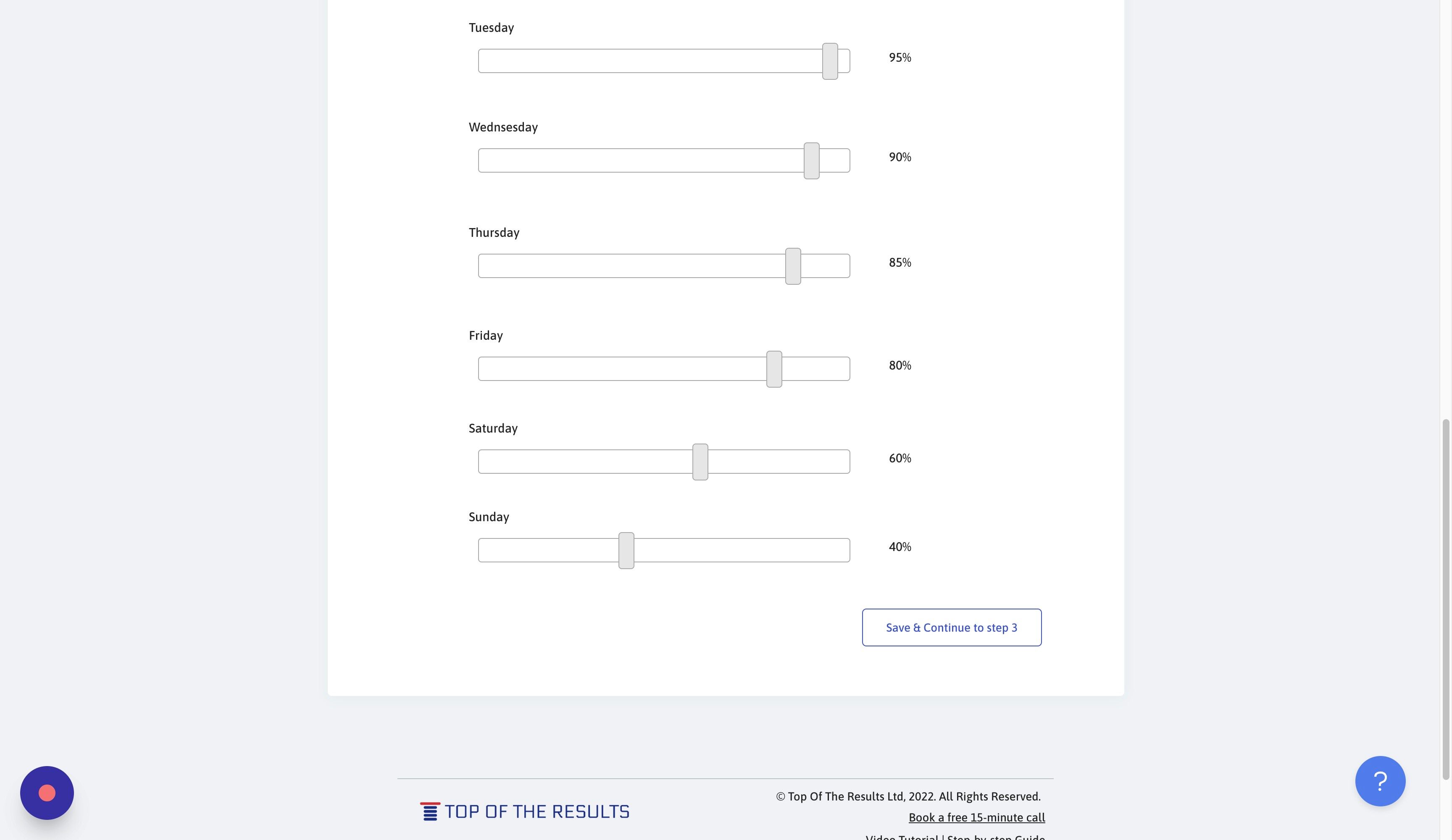 Screenshot of: Click "Save & Continue to step 3"