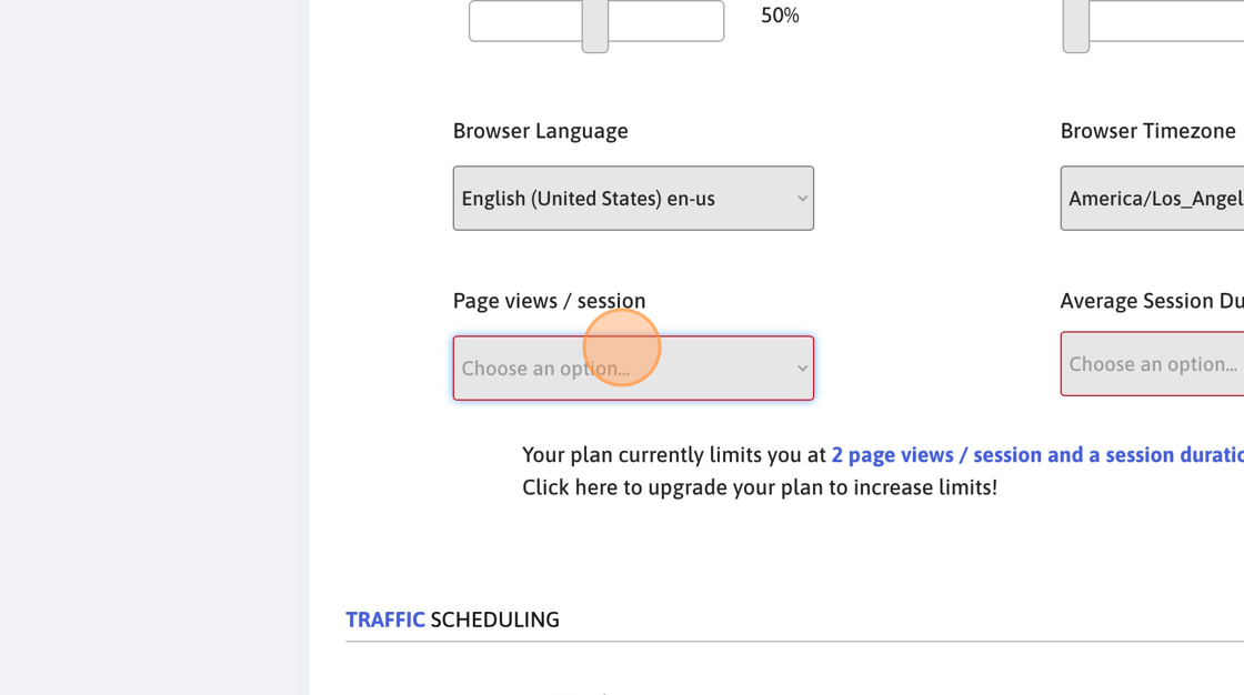 Screenshot of: Page views/session is irrelevant for Youtube campaigns.