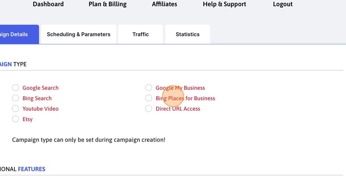 Screenshot of: Click "Bing Places for Business"