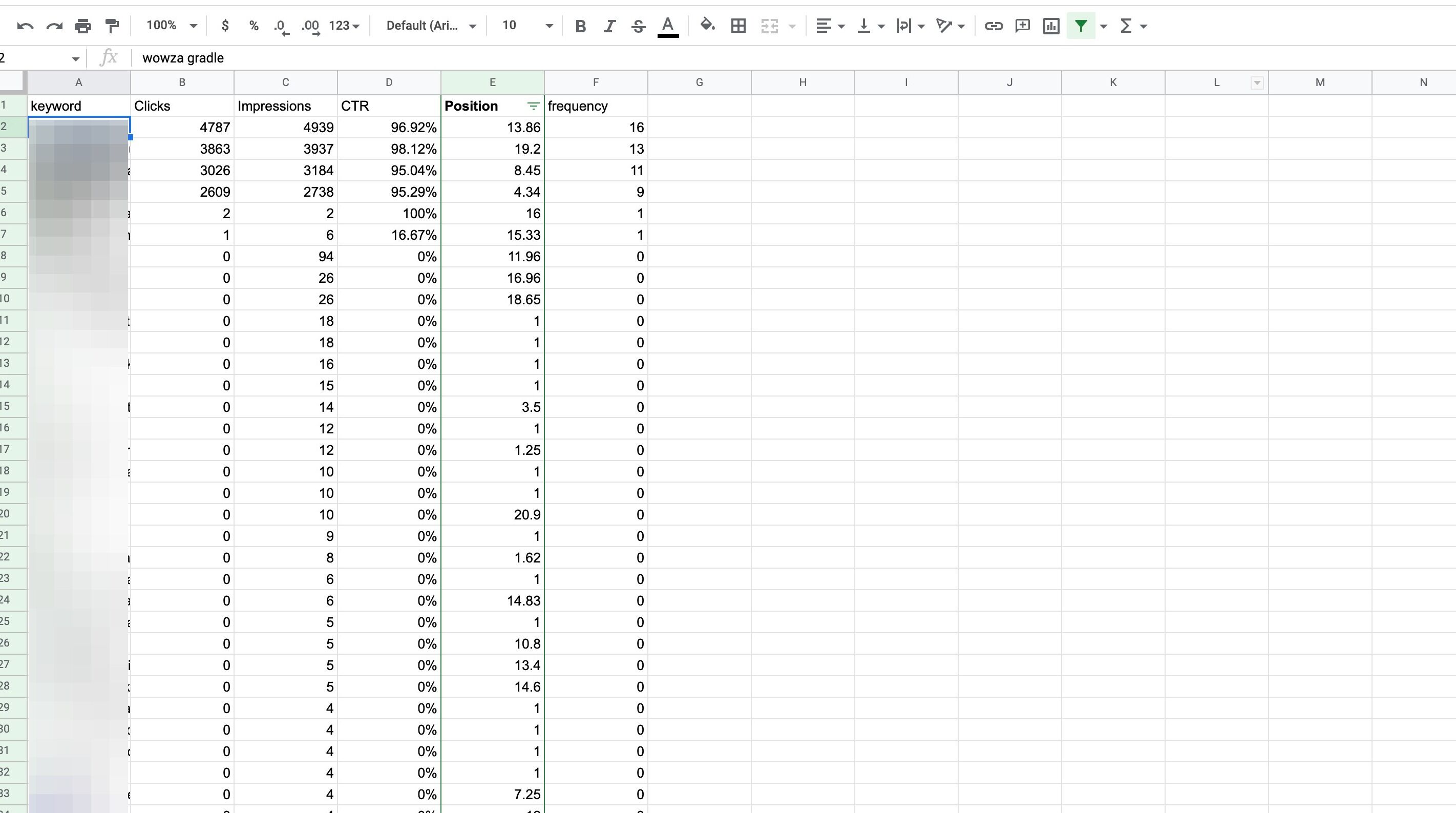 Screenshot of: Manually set to "1" all the cells that are "0" in the frequency column. It might help to initially sort this column.