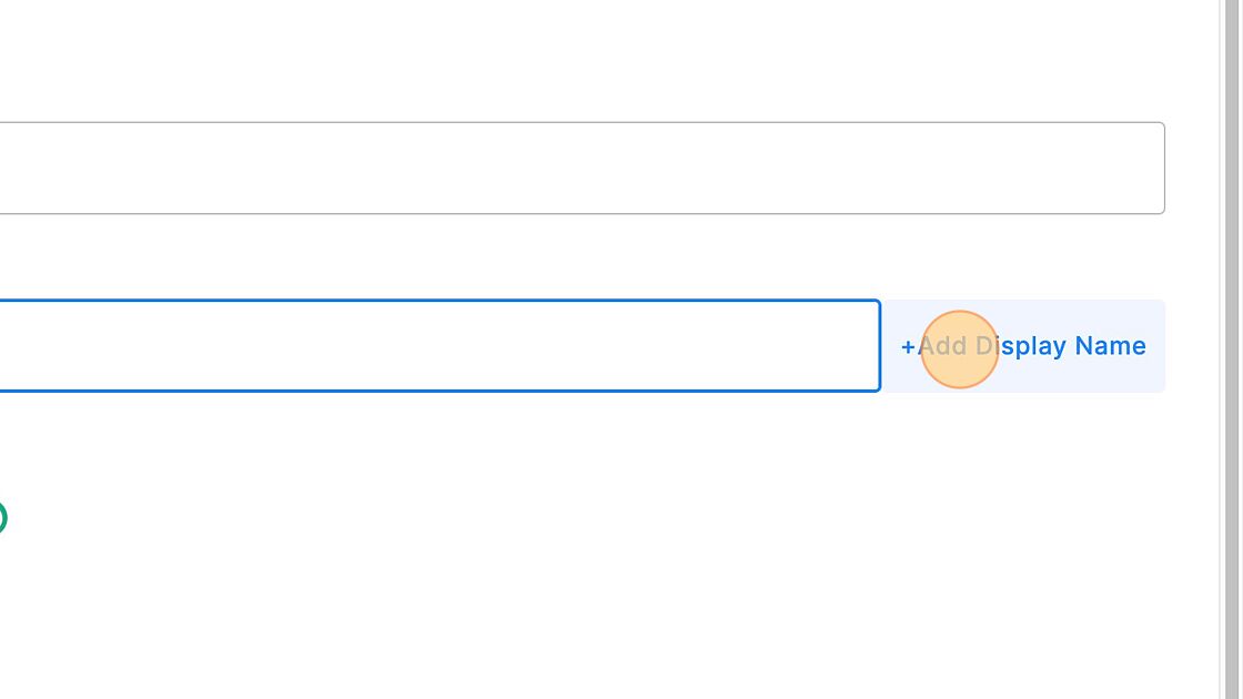Screenshot of: Click "+Add Display Name" and add as many as necessary.