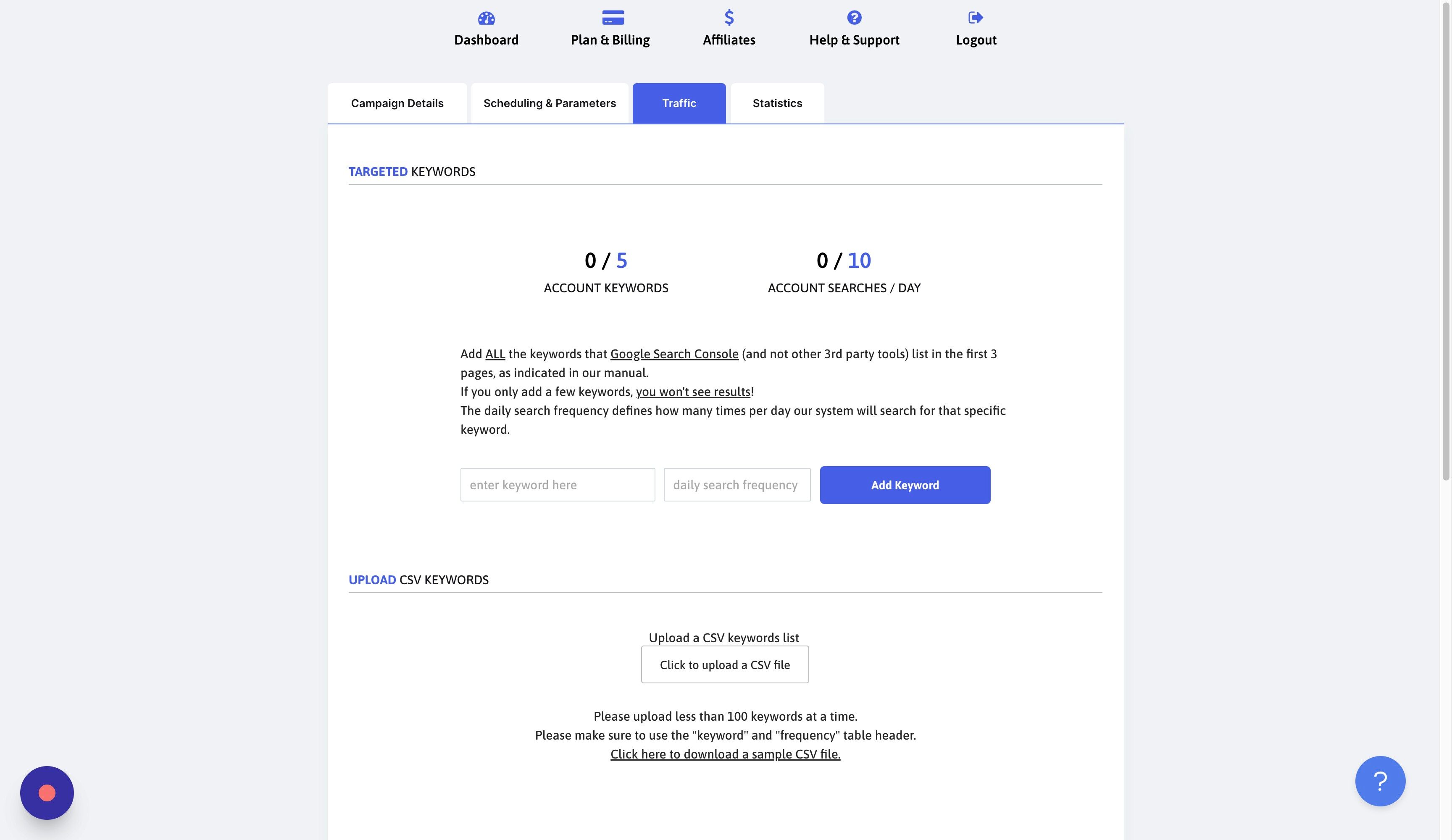 Screenshot of: Click this file field to upload the CSV file you just saved.