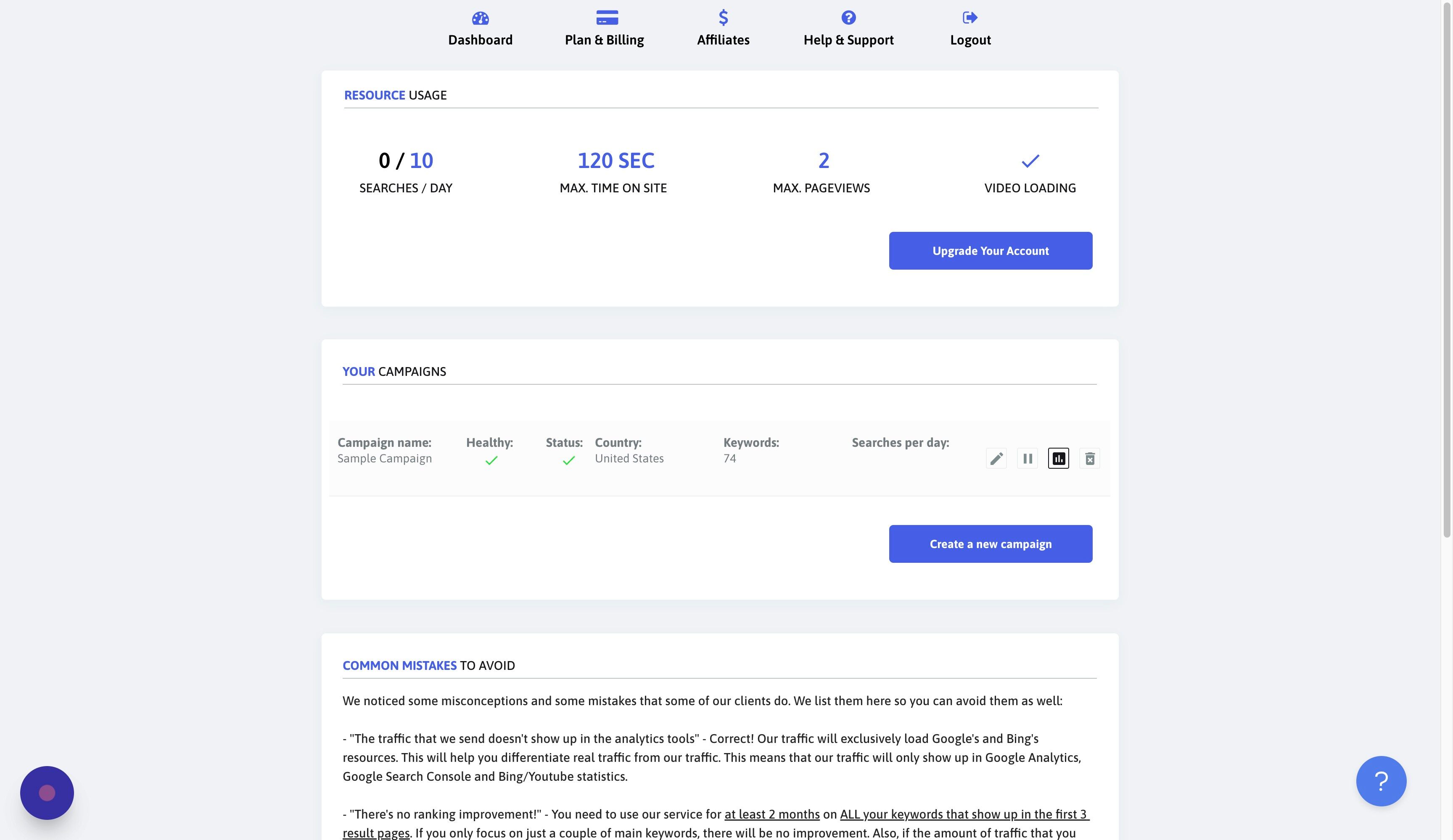 Screenshot of: 24 hours later, check the statistics to make sure your website is found.
