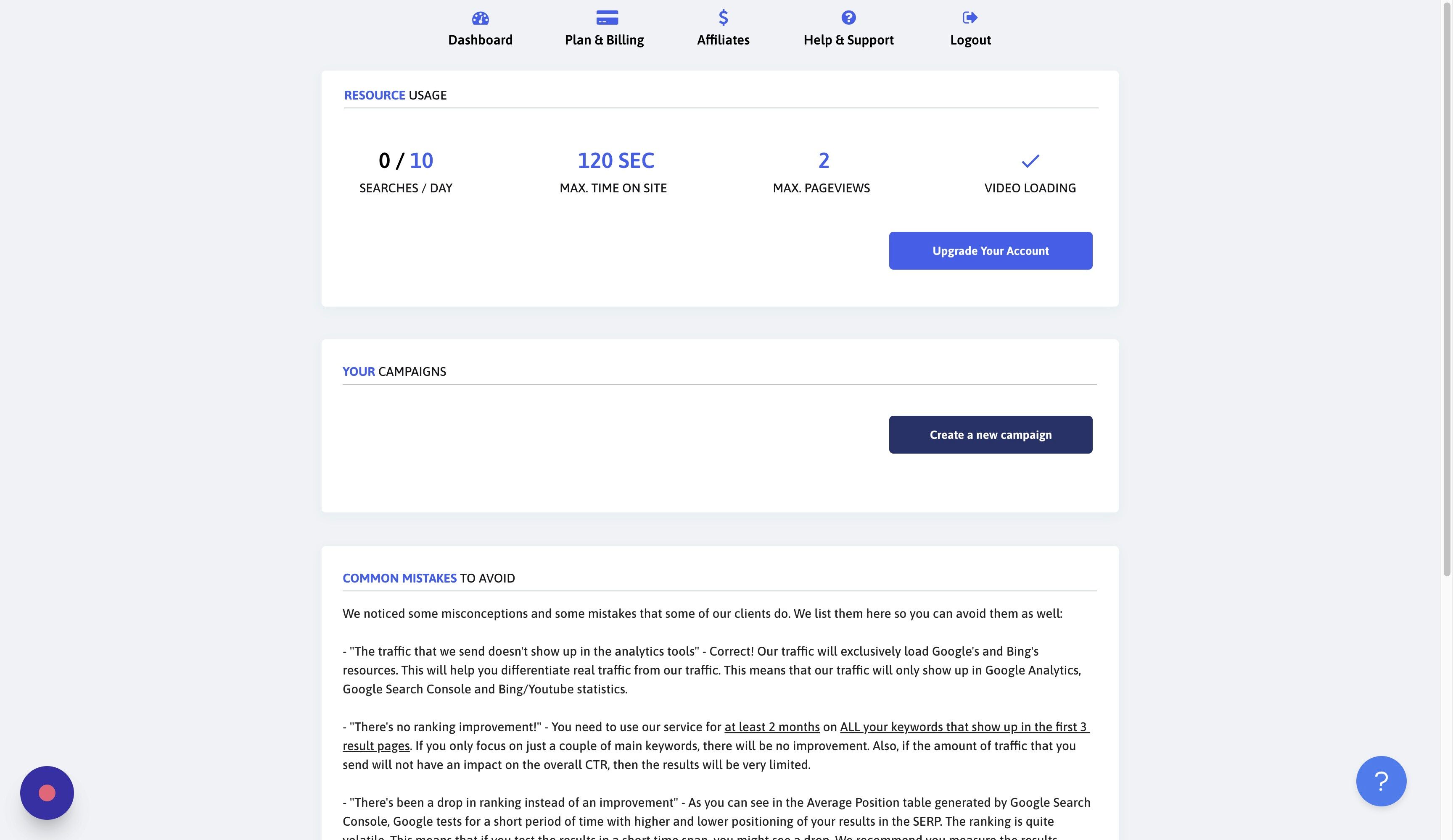Screenshot of: Click "Create a new campaign"