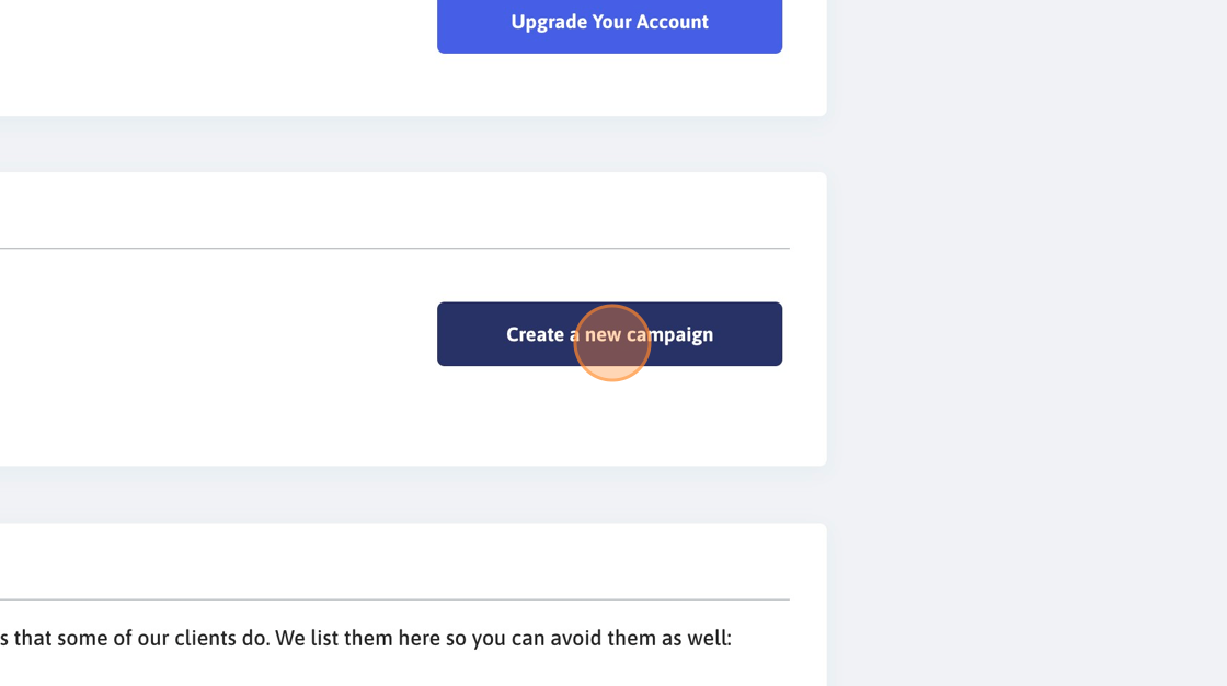 Screenshot of: Click "Create a new campaign"