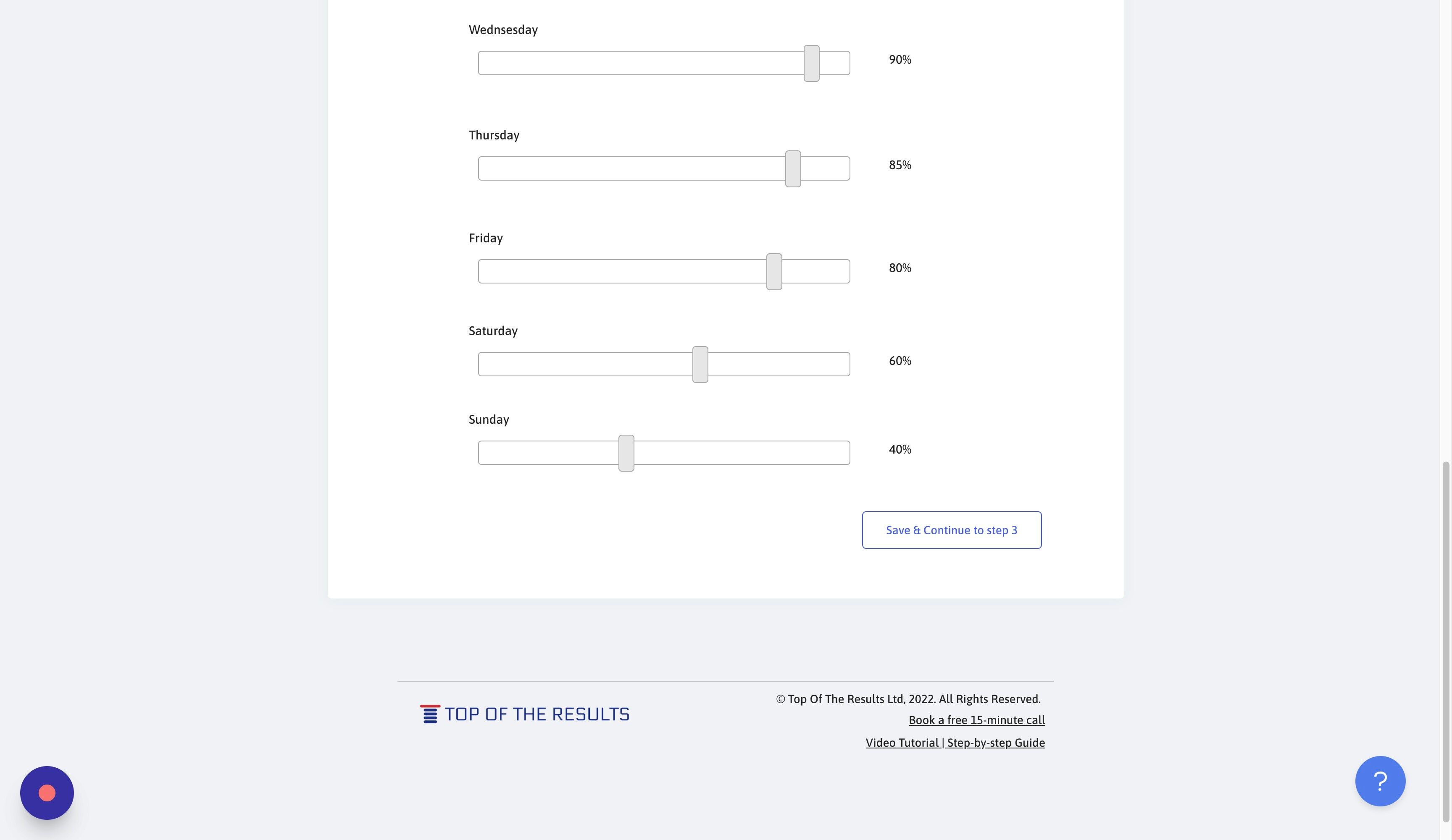 Screenshot of: Click "Save & Continue to step 3"