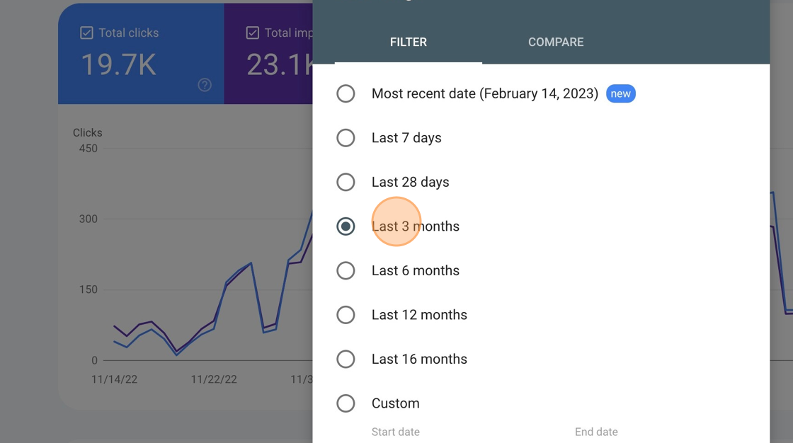 Screenshot of: Click "Last 3 months"