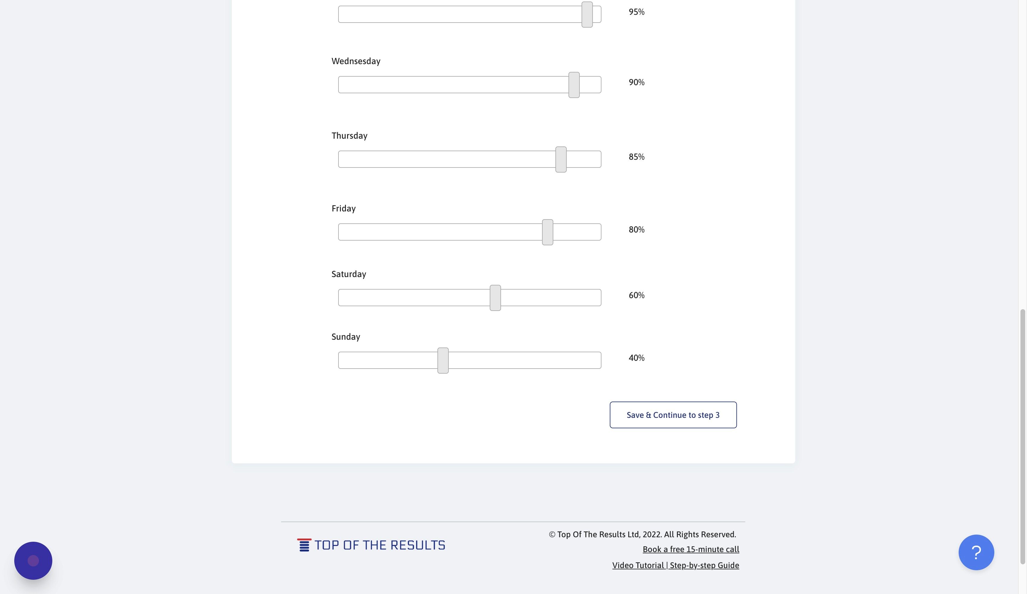 Screenshot of: Click "Save & Continue to step 3"