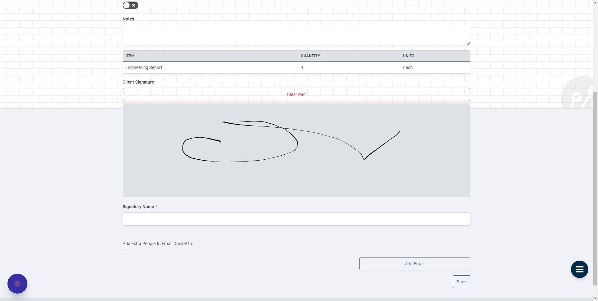 Screenshot of: Fill in the "Signatory Name" field.
